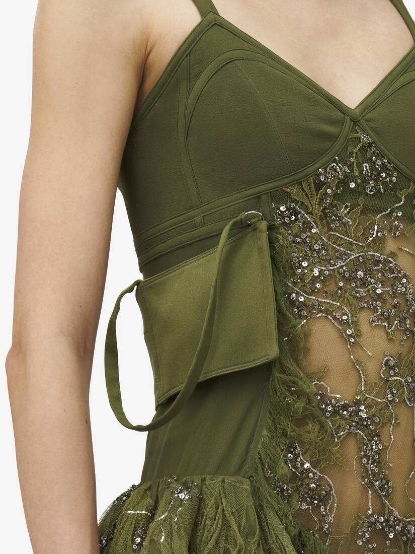 Shredded Embroidery Asymmetric Dress - 5