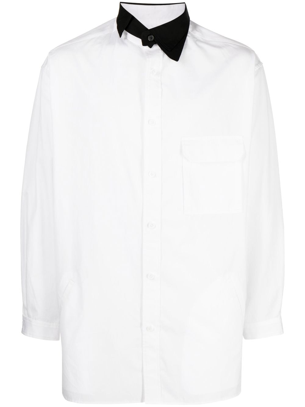 asymmetric-collar cotton shirt - 1