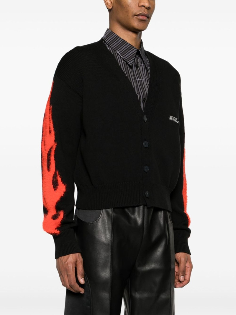 flame-intarsia logo-embroidered cardigan 3