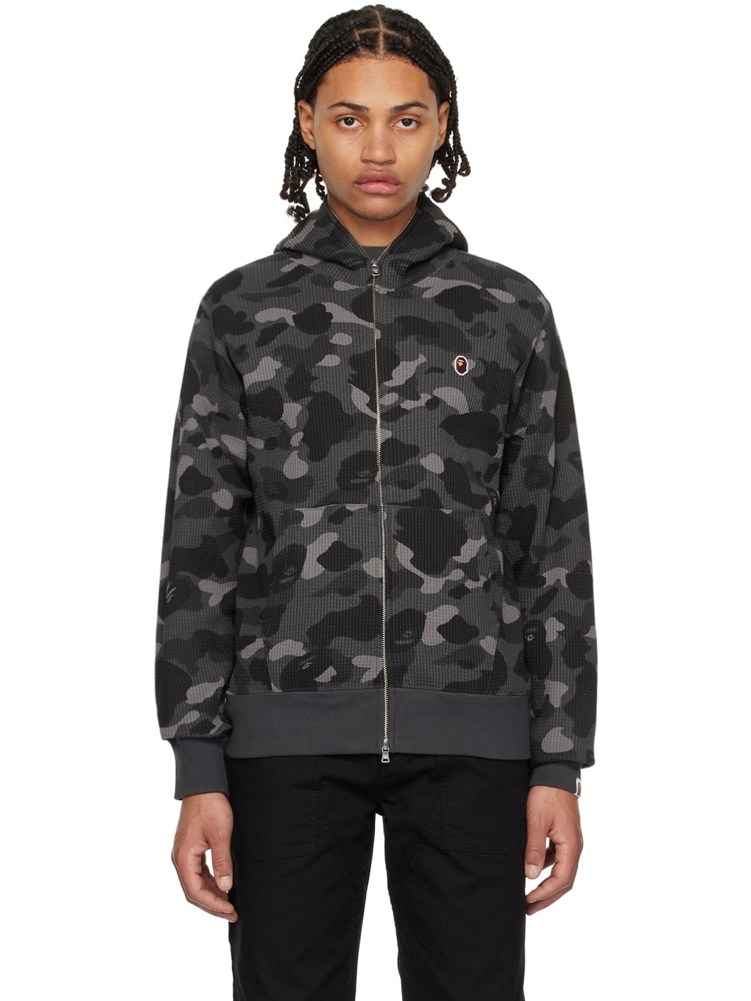 Black Color Camo Hoodie - 1