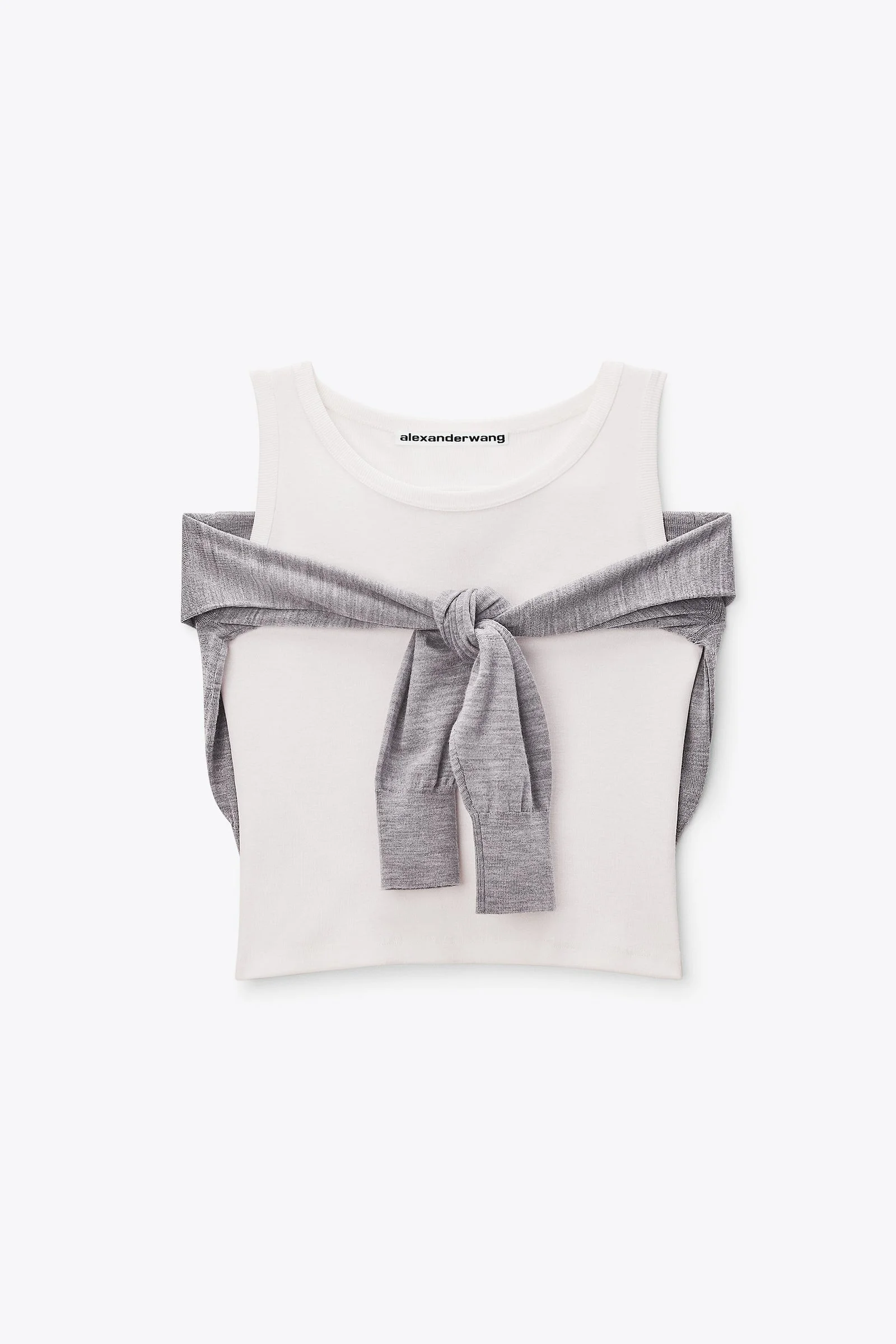 layered tank with tie-front sweater detail - 1