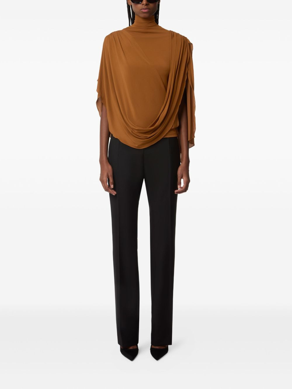 high-neck draped top - 2