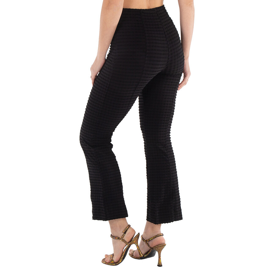 Ganni Seersucker Cropped Pants In Black - 4