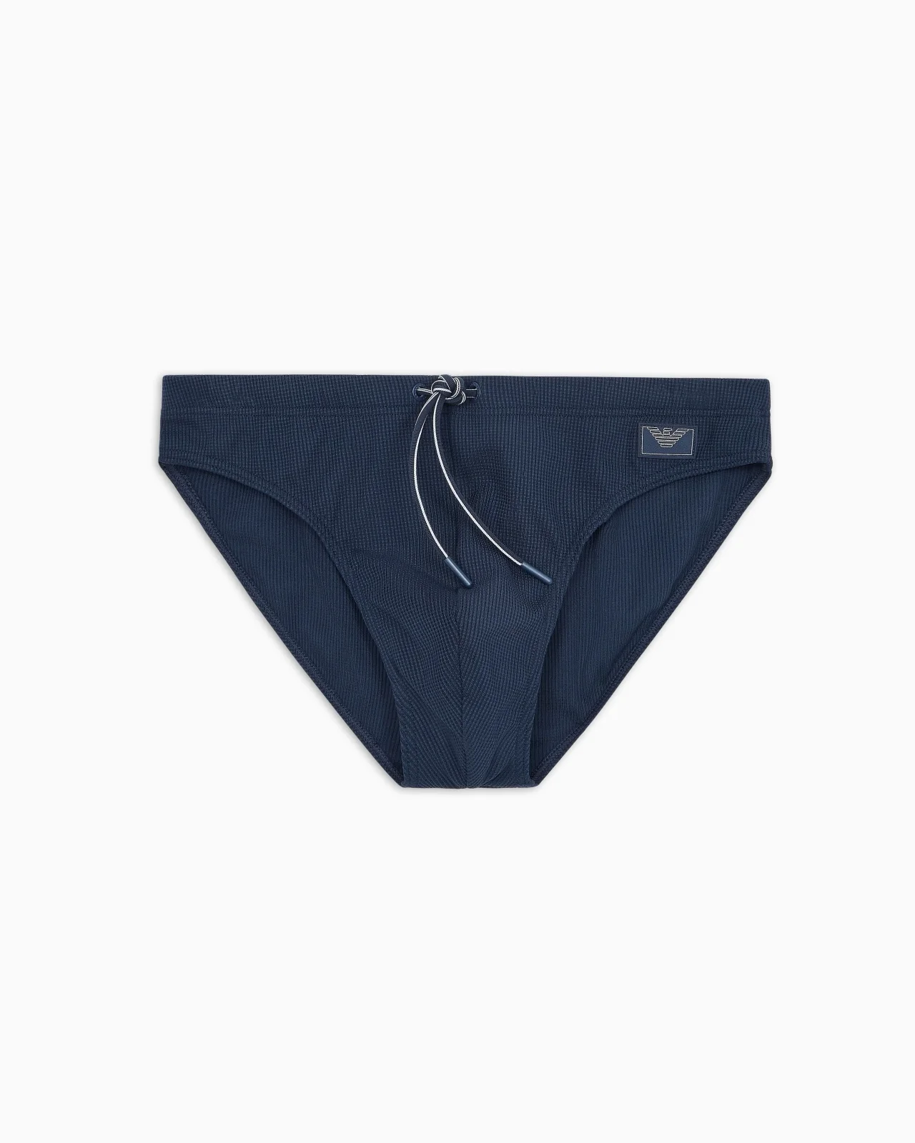 SATIN LABEL PIQUÉ LOW-RISE SWIM BRIEFS - 1