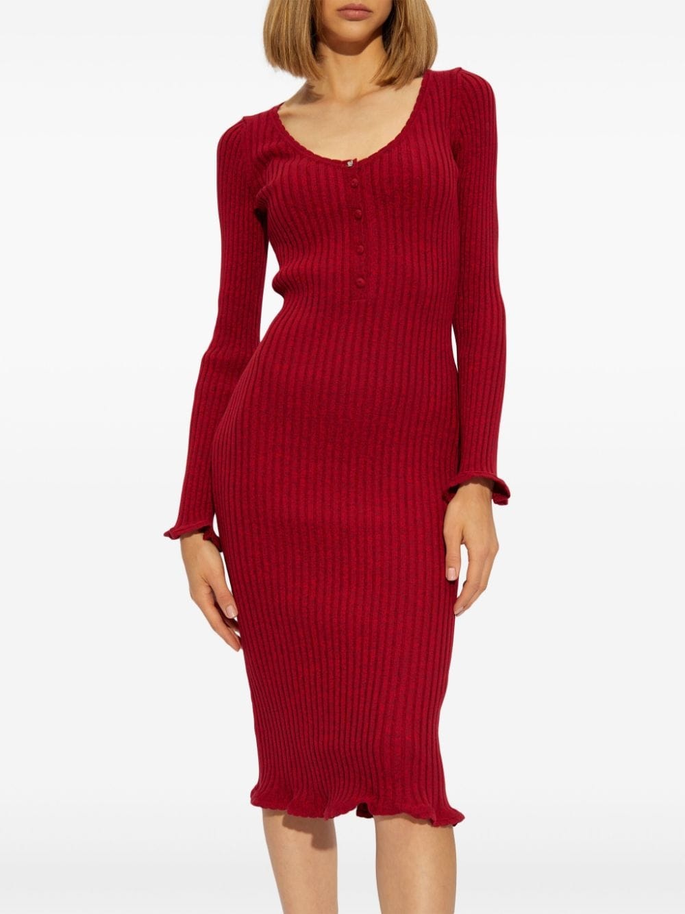 long-sleeve knitted dress - 3