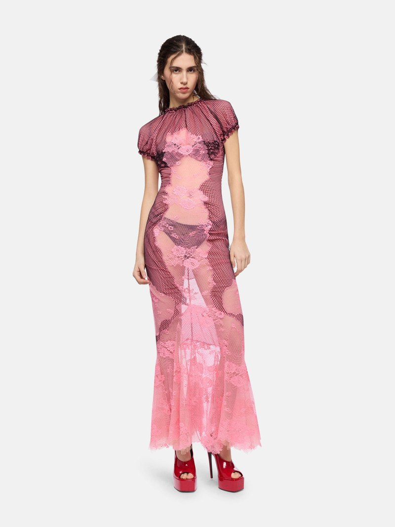 THE ATTICO PINK LACE MIDI DRESS outlook