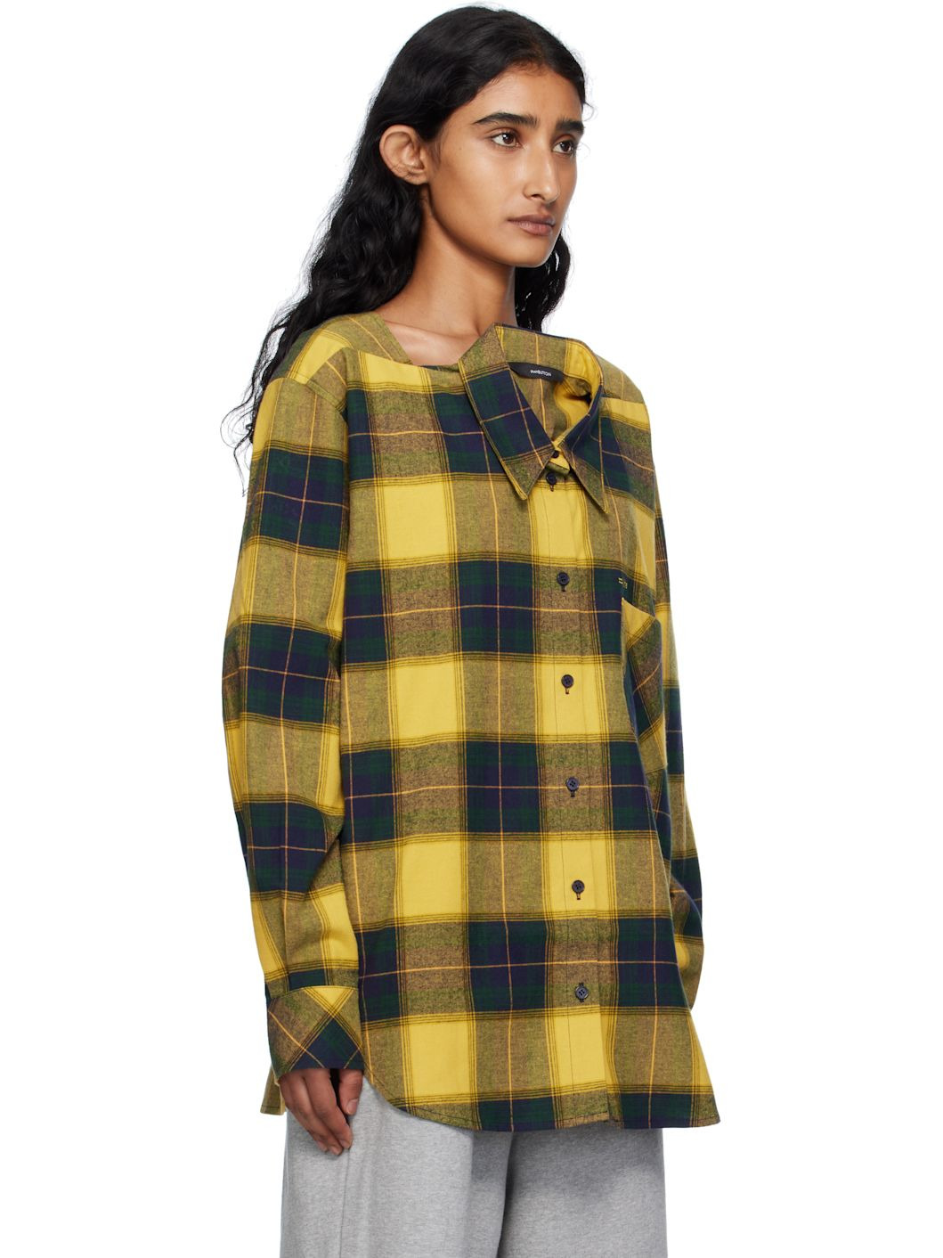 Yellow Check Movable Collar Shirt - 2