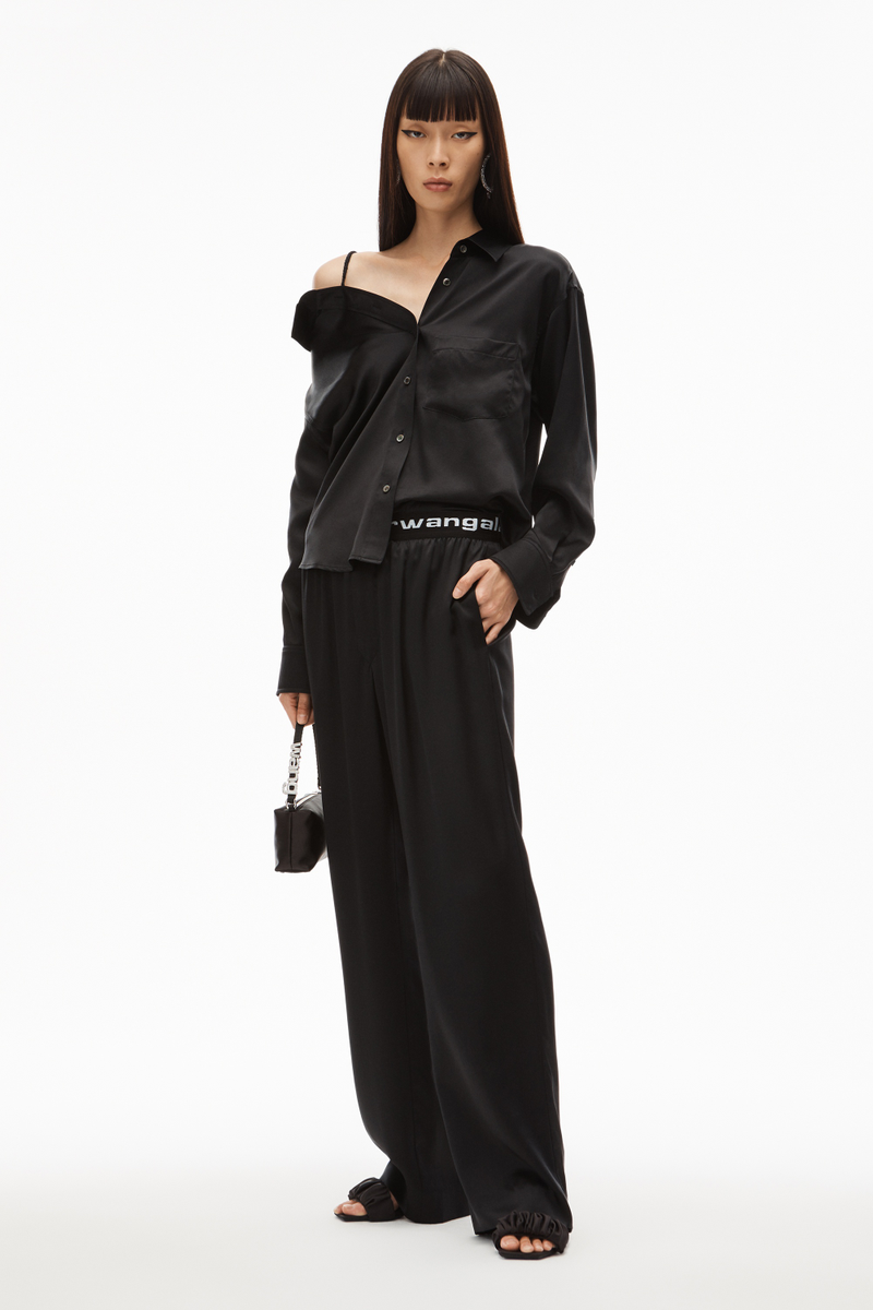 Alexander Wang LOGO ELASTIC PANT IN SILK CHARMEUSE outlook