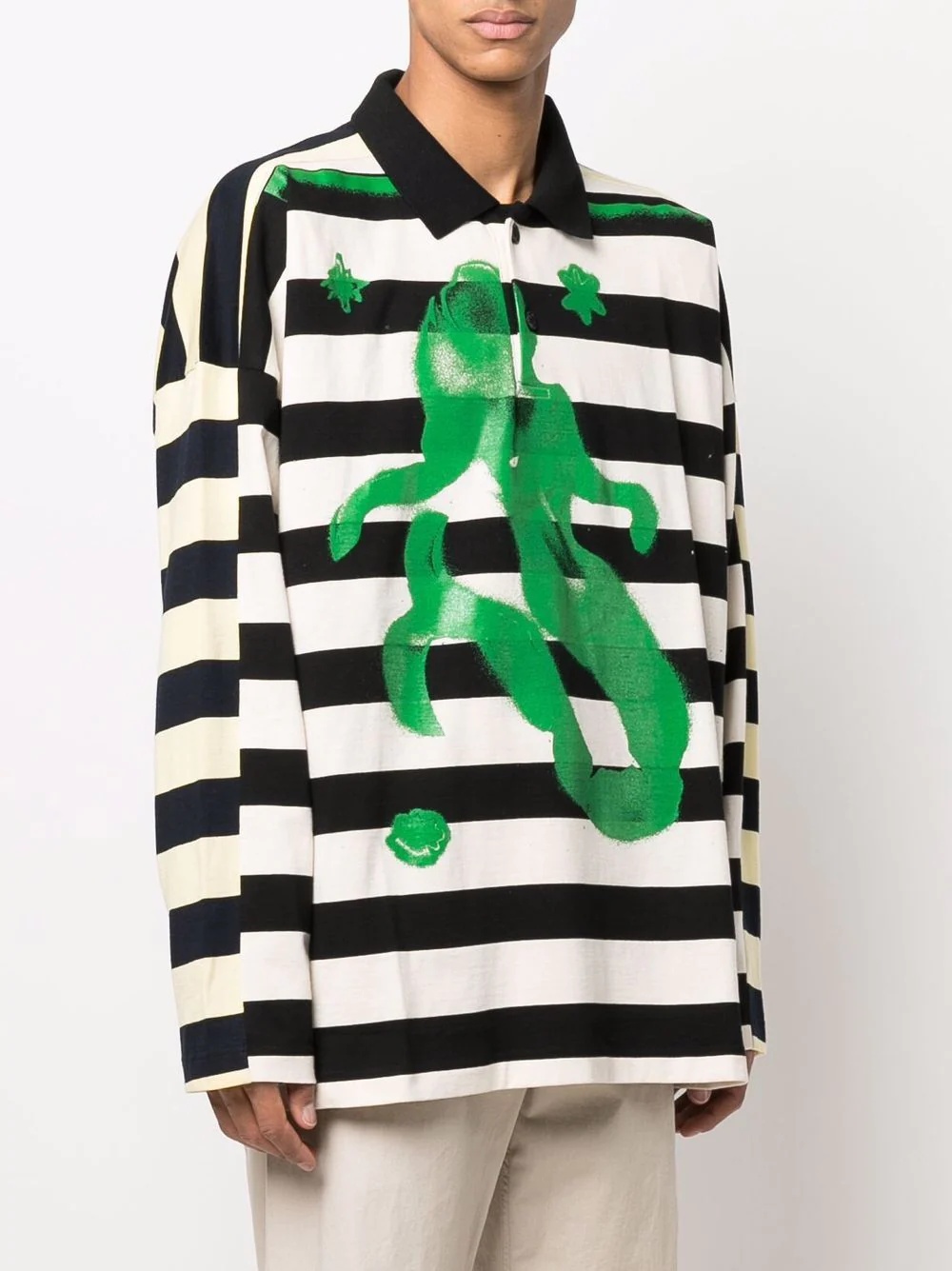 striped graphic-print polo shirt - 3