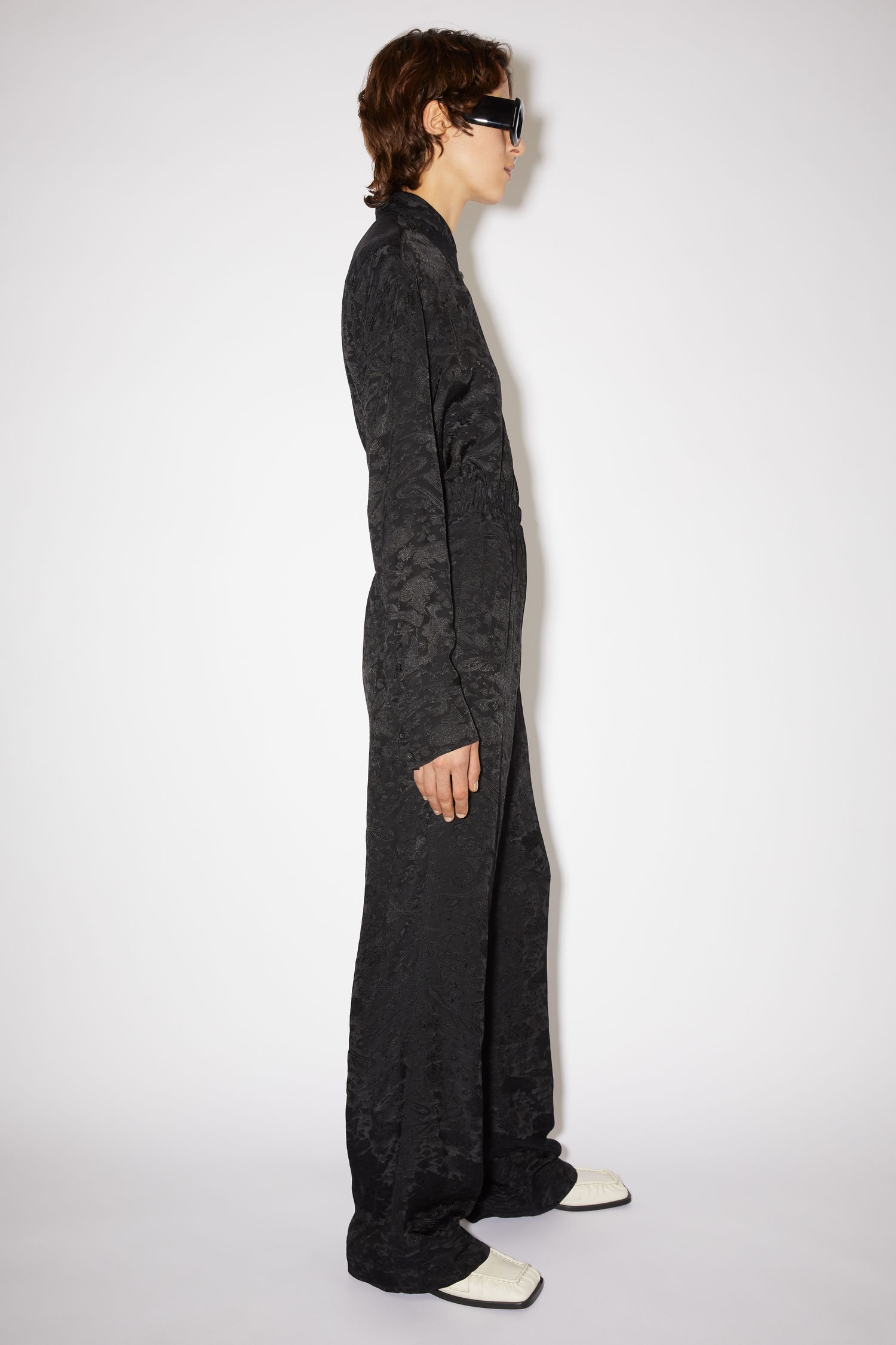 Fluid satin trousers - Black - 4