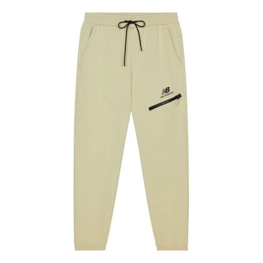 New Balance Logo Print Sweatpants 'Beige Black' AMP13356-BEI - 1