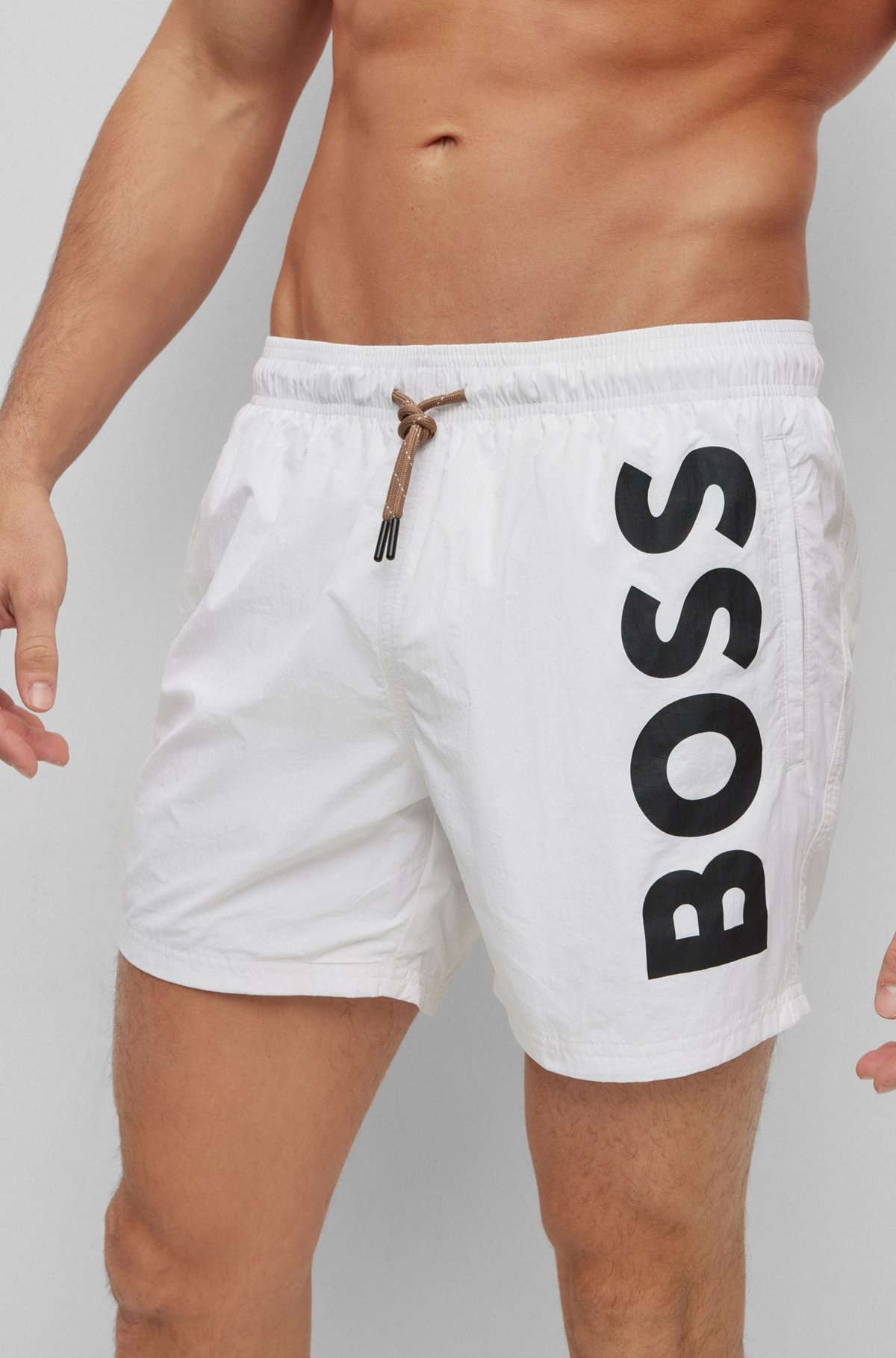 QUICK-DRY SWIM SHORTS WITH LARGE LOGO PRINT - 3