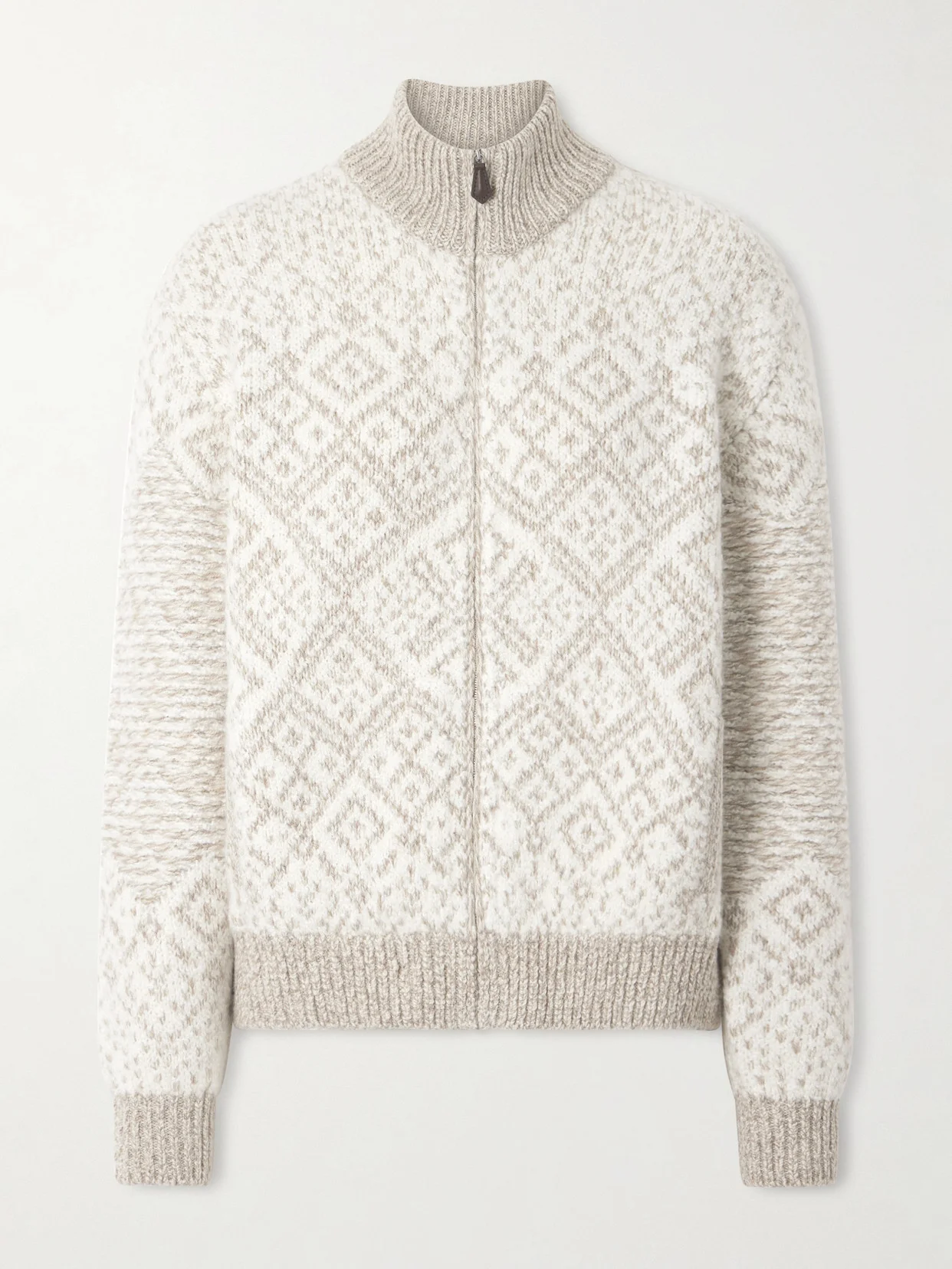 Jacquard-knit Cashmere Cardigan - 1