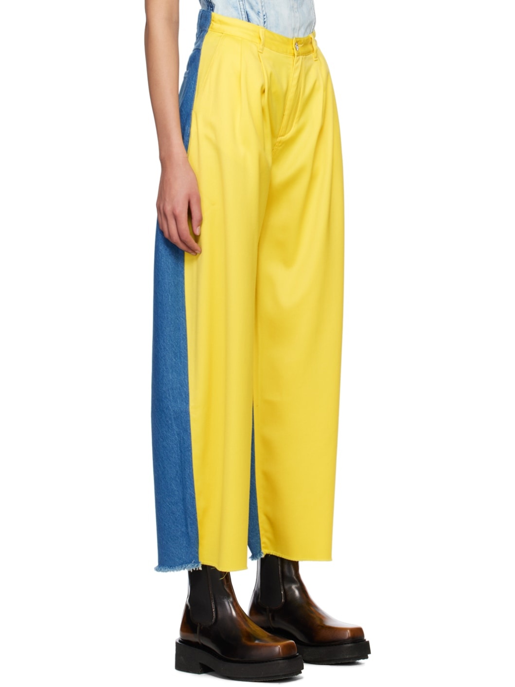 Blue & Yellow Boyfriend Trousers - 2