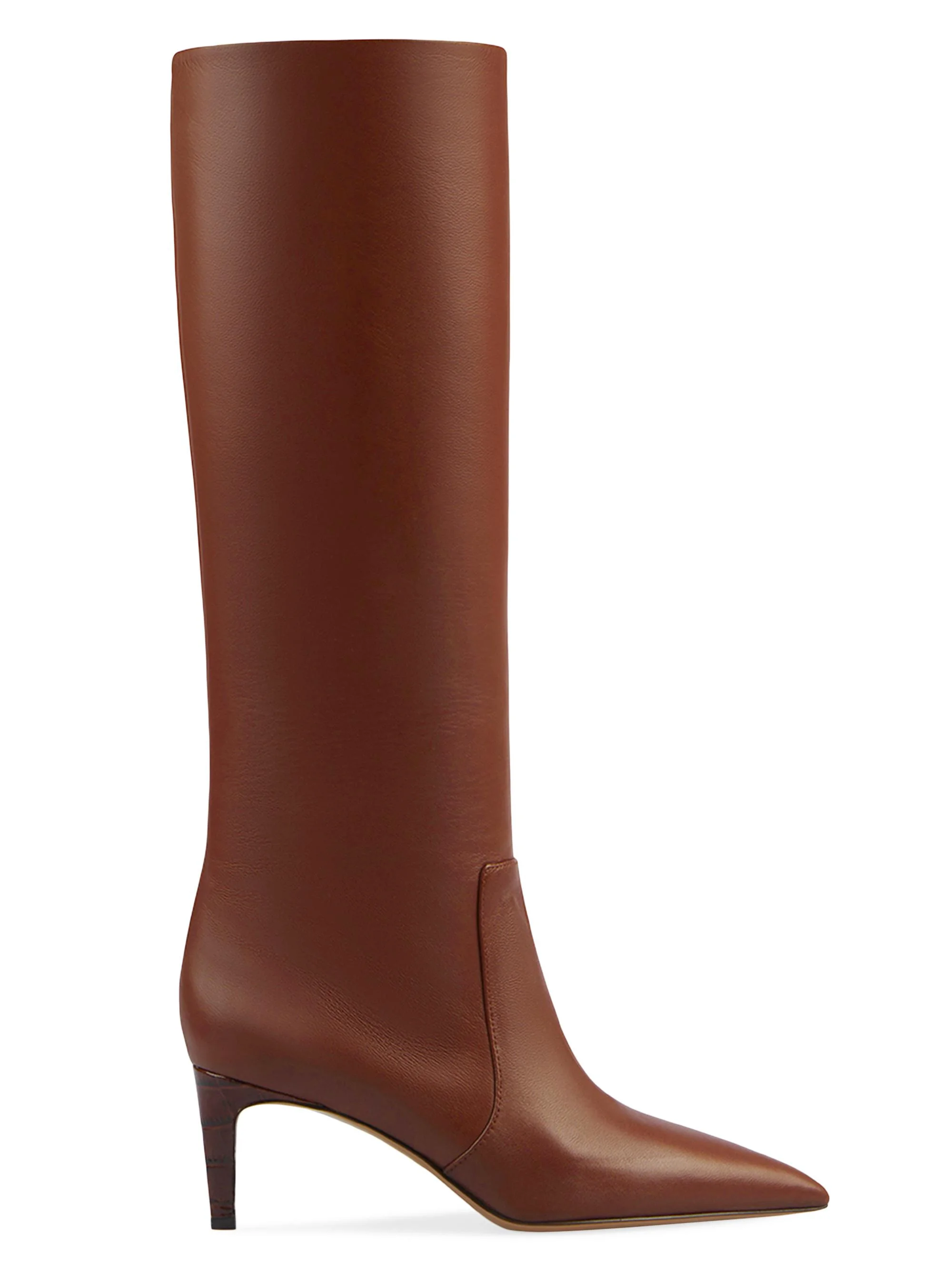 Women's 60MM Knee-High Leather Stiletto Boots - Cioccolato - 1