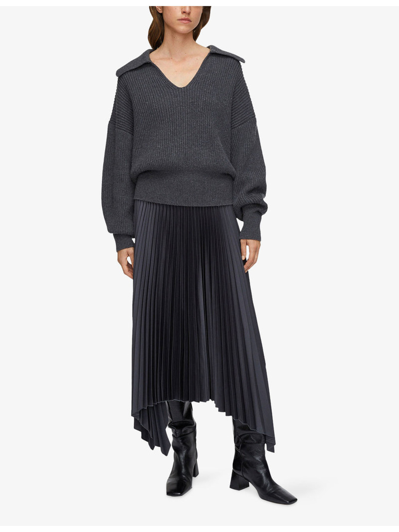JOSEPH Ade Pleated High-Rise Woven Midi Skirt outlook