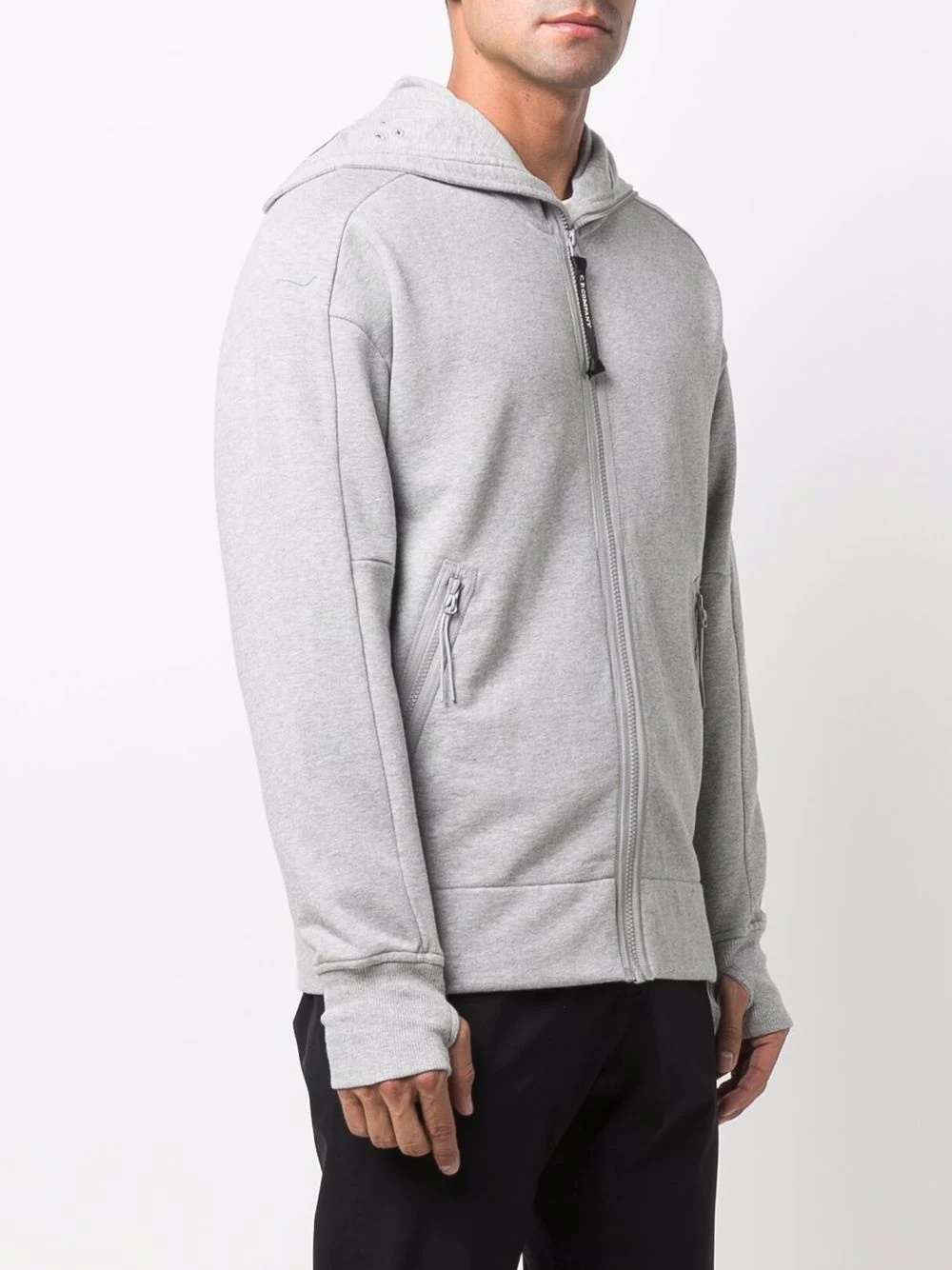 raised fleece zip-up hoodie - 3