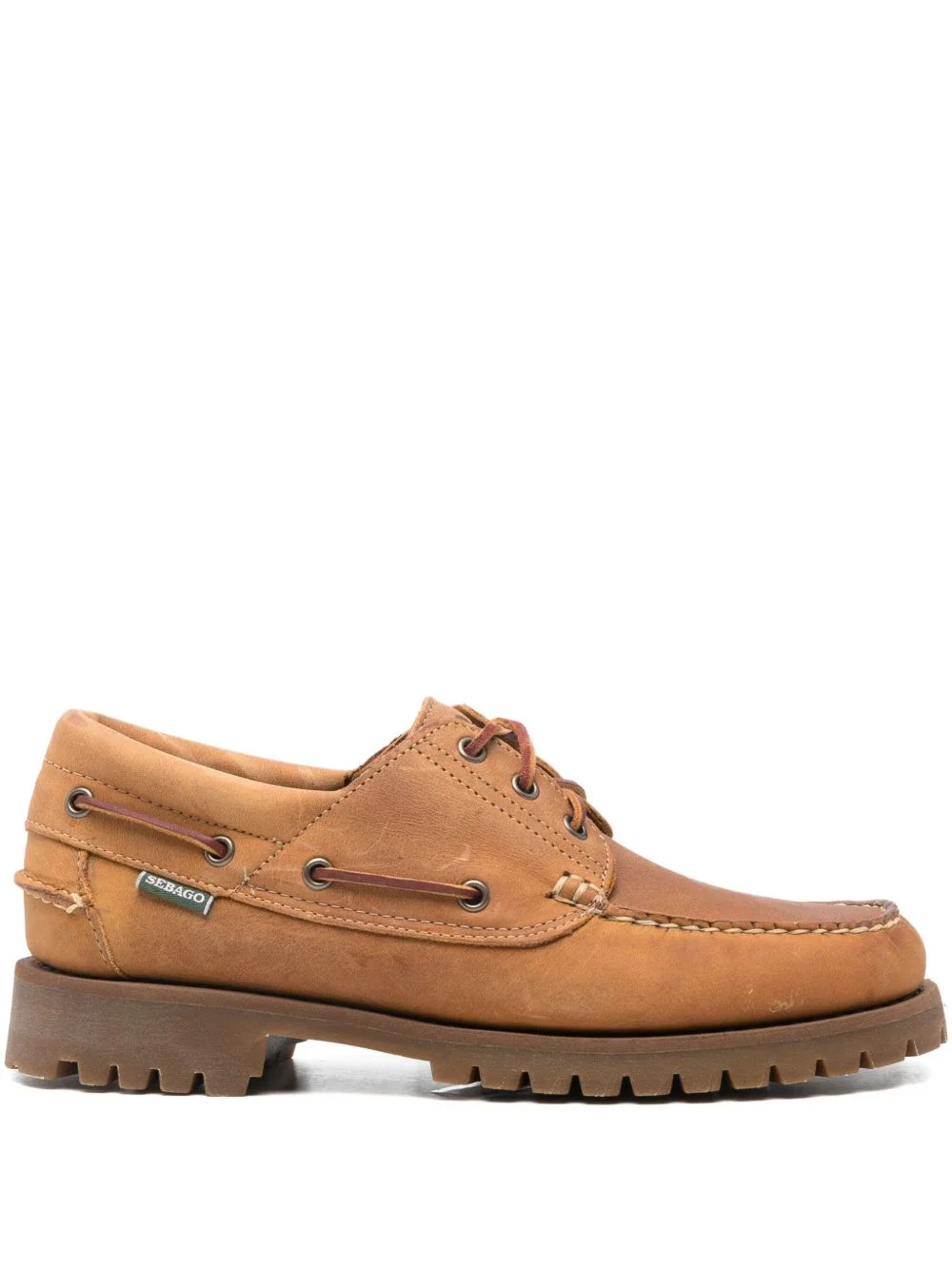 leather lace-up boat shoes - 1