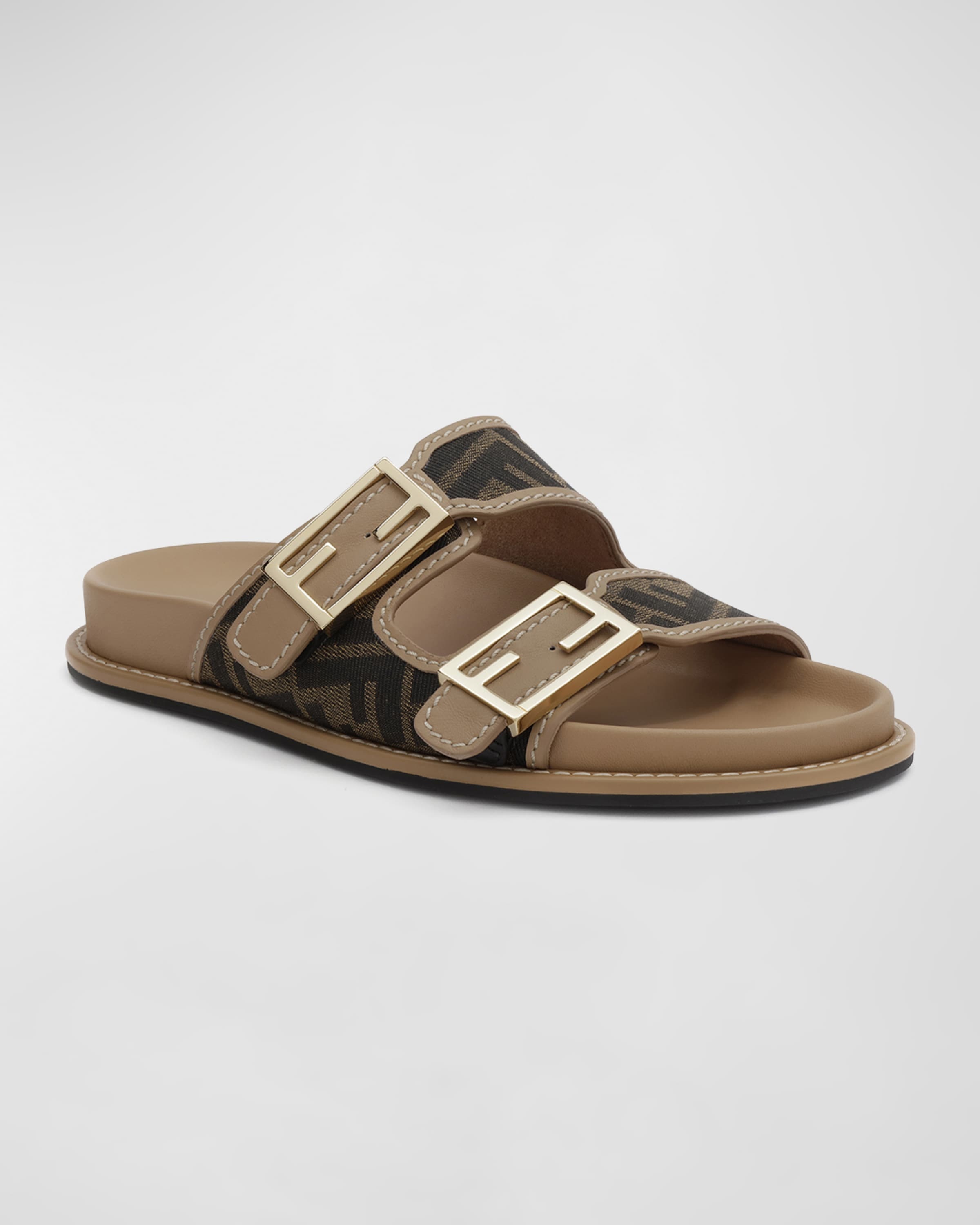 FF Jacquard Dual Buckle Slide Sandals - 2