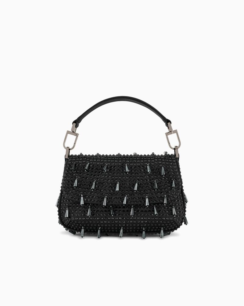 LA PRIMA SOFT MINI SATIN HANDBAG WITH RHINESTONE AND BEAD EMBROIDERY 1