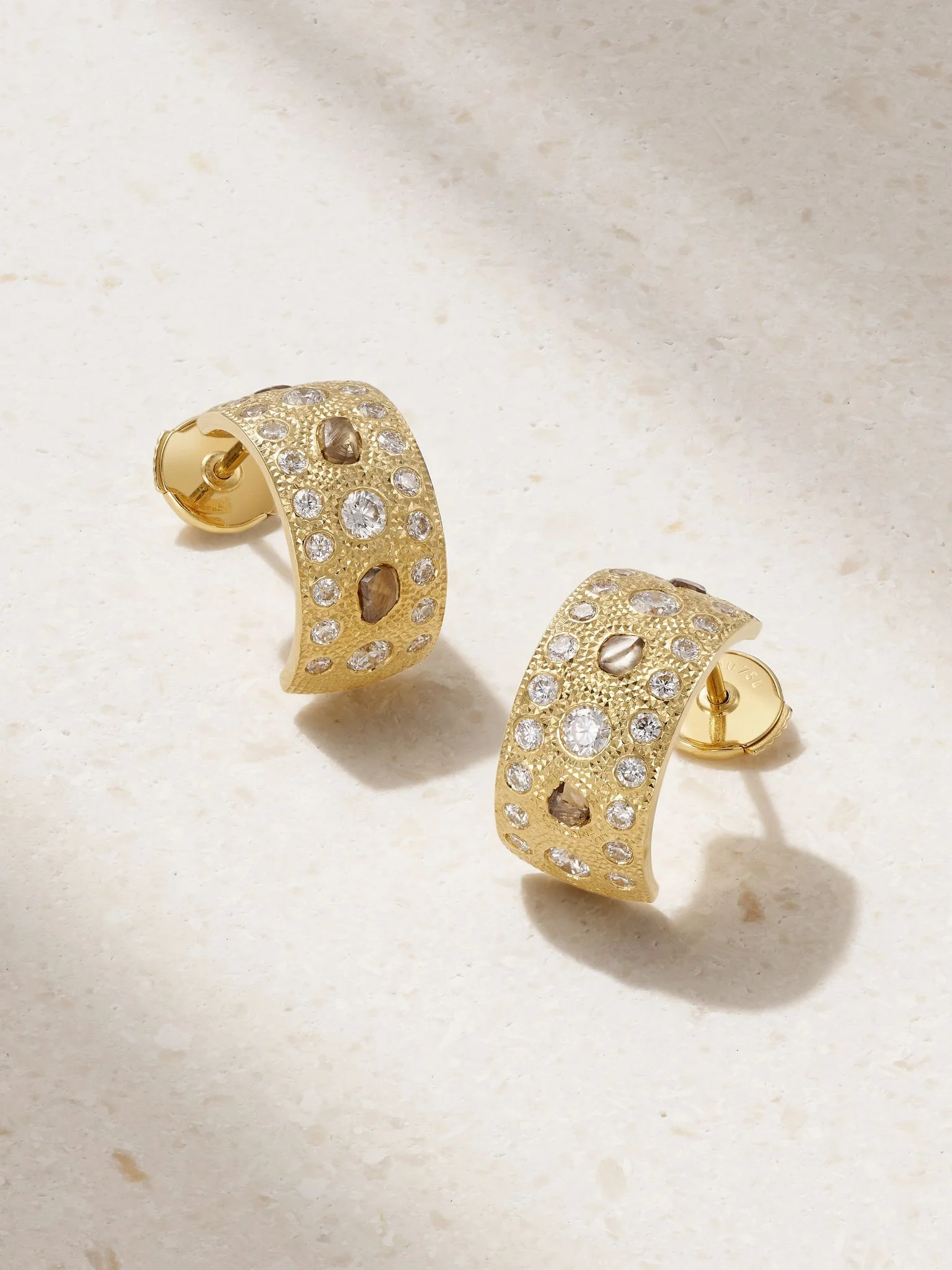 Talisman 18-karat gold diamond hoop earrings Gold - 1