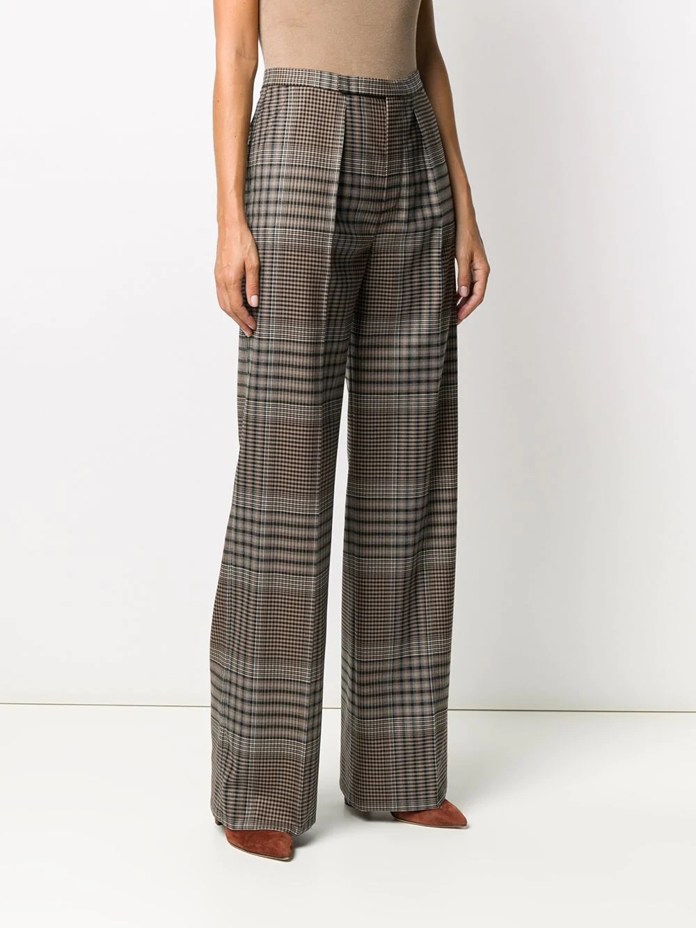 high-rise wide-leg plaid trousers - 3