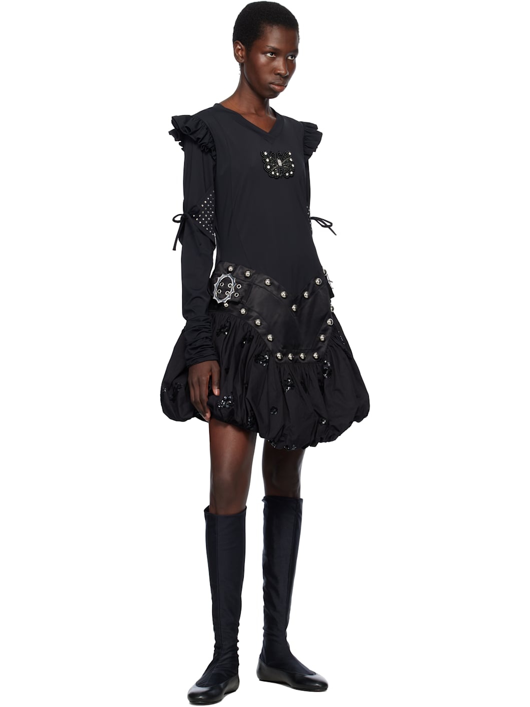 Black Backtuck Minidress - 4