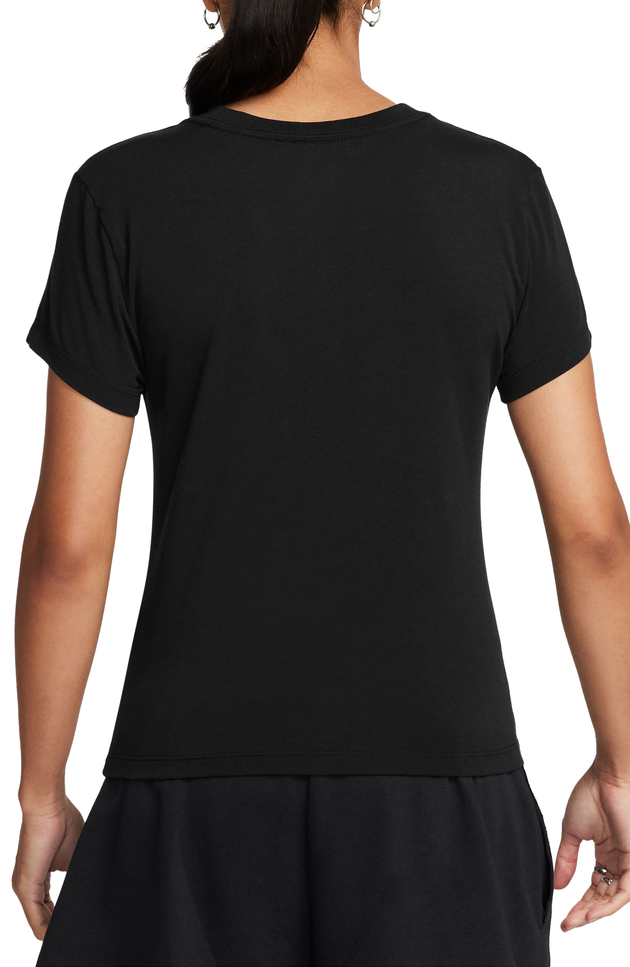 Nike Sportswear Club Chill Knit Mod Crop T-Shirt in Black/White at Nordstrom - 2