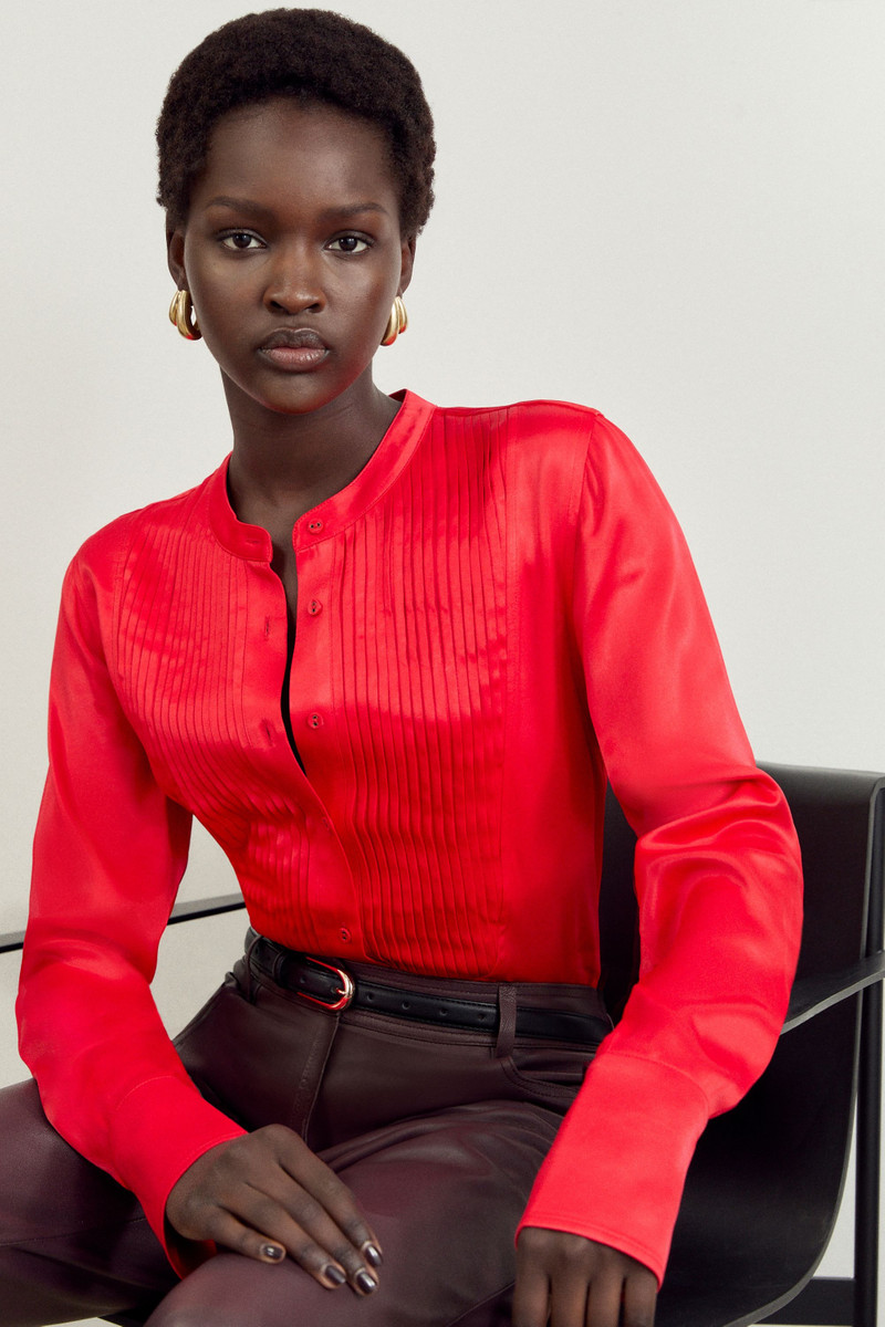Satin Pintuck Woven Blouse 5