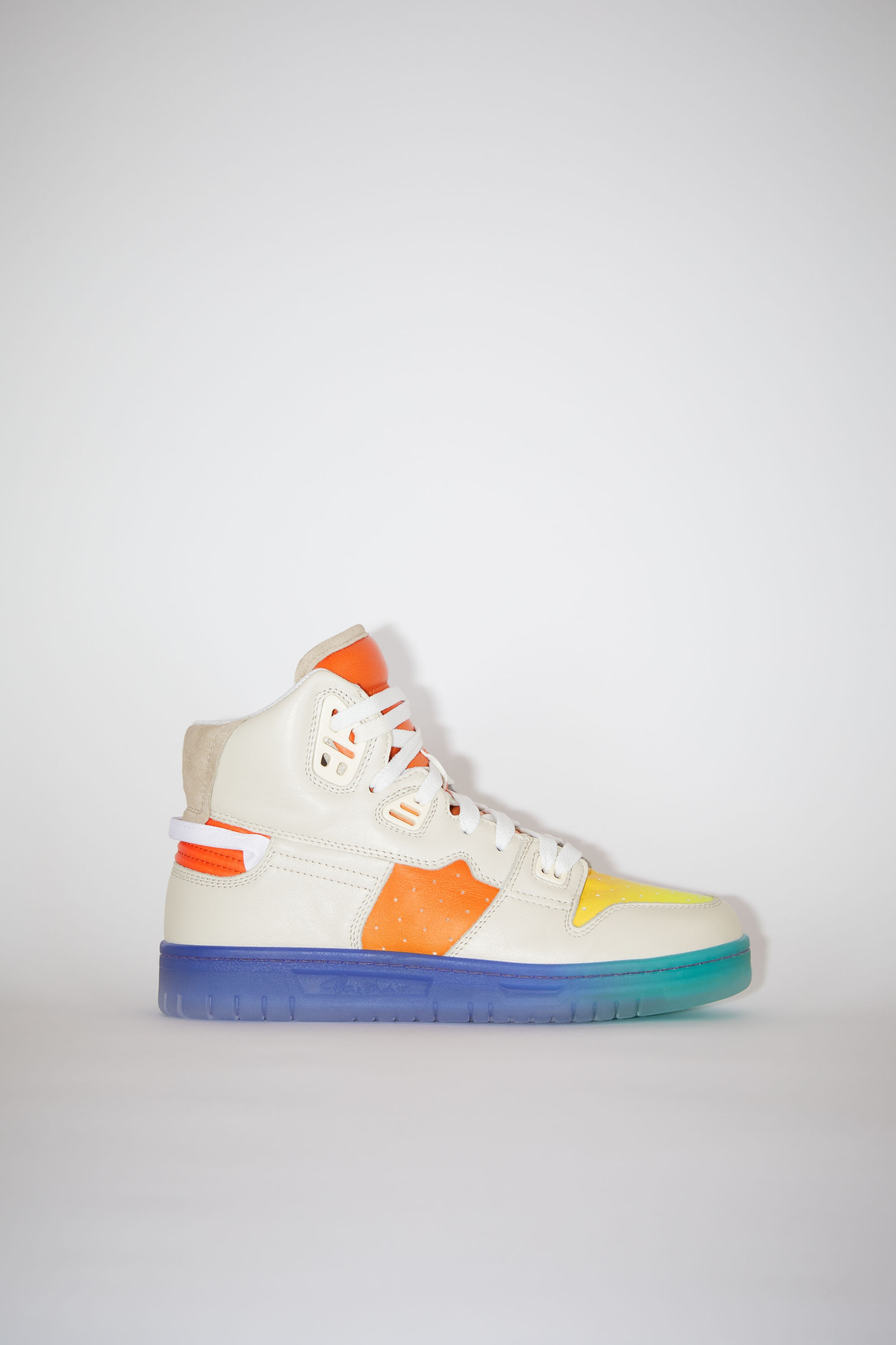 High top leather sneakers - Off white/multi - 1