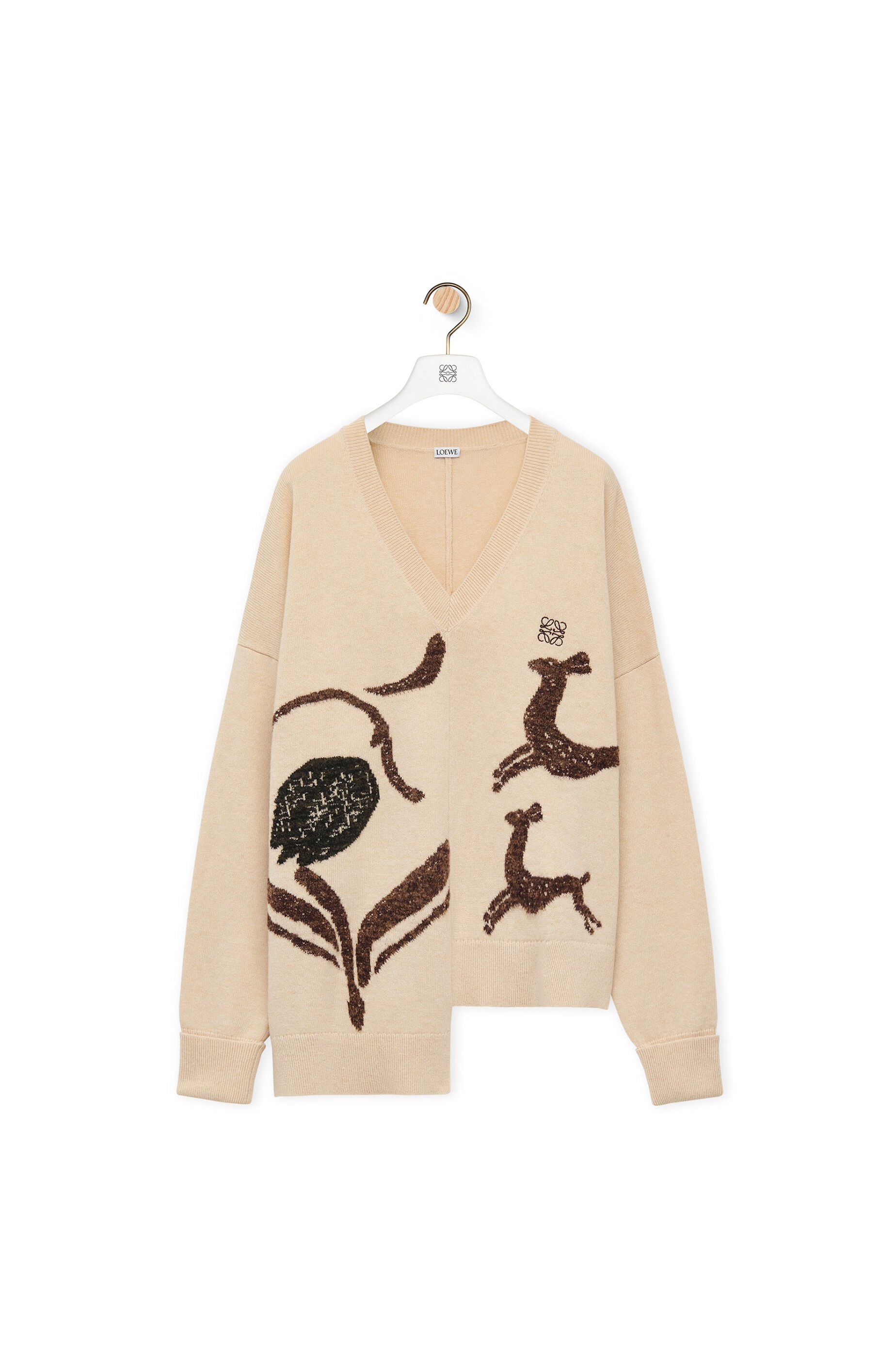 Asymmetric deer sweater in wool - 1