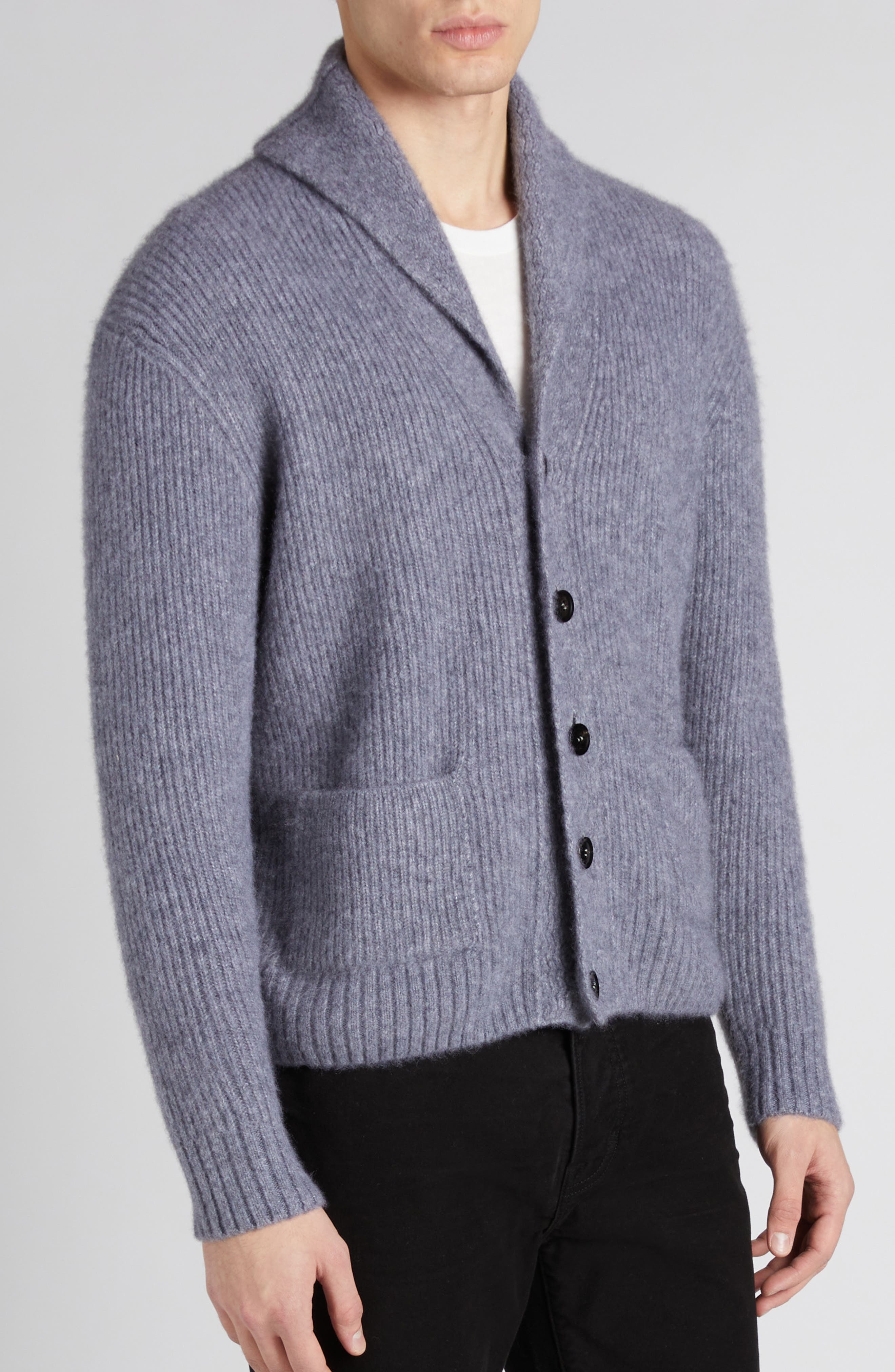 TOM FORD Shawl Collar Brushed Cashmere & Silk Cardigan in Ig399 Ash Grey at Nordstrom - 5