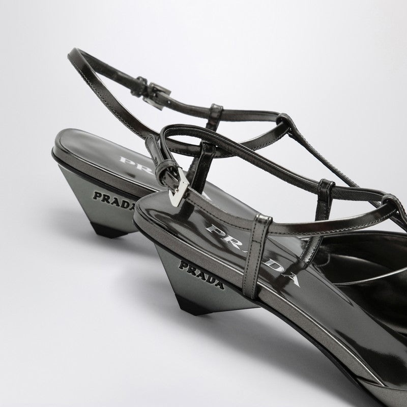 パンプス Prada Anthracite grey patent leather slingback pumps Prada Anthracite grey patent leather slingback pumps - High