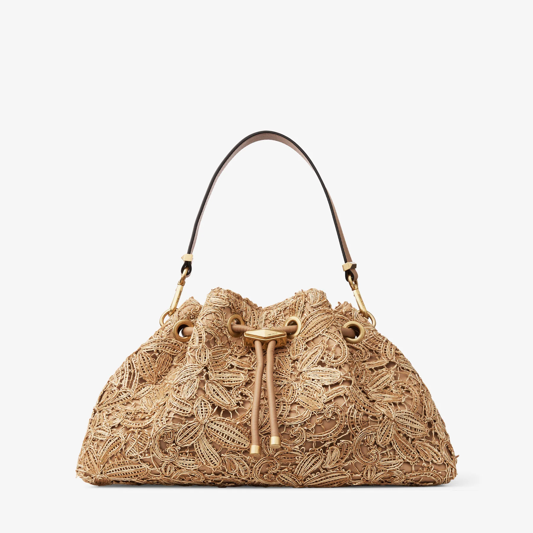 Cinch Medium
Natural Flower Woven Raffia Bucket Bag - 1