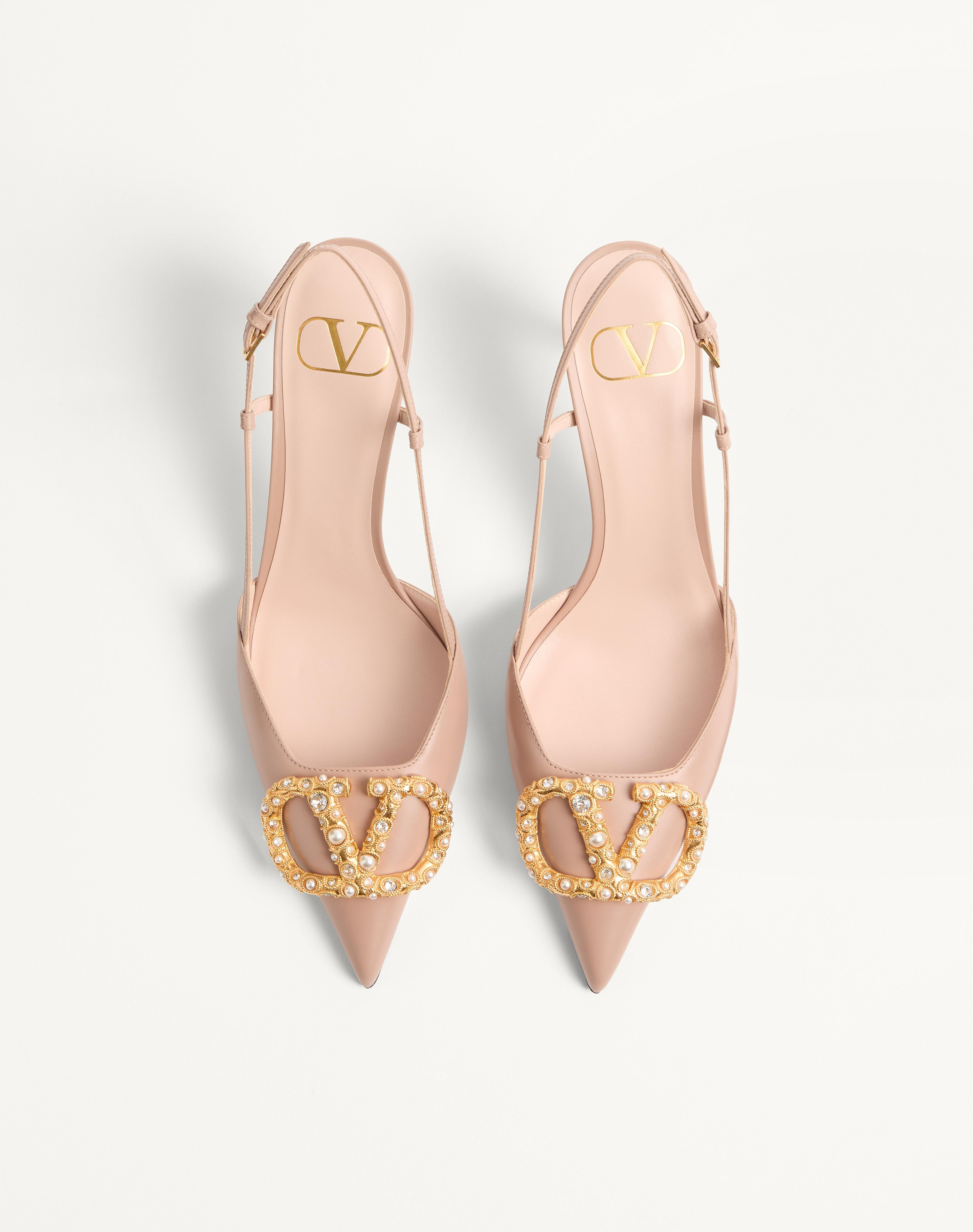 VLOGO SIGNATURE SLINGBACK CALFSKIN PUMP WITH JEWEL LOGO 80MM - 4
