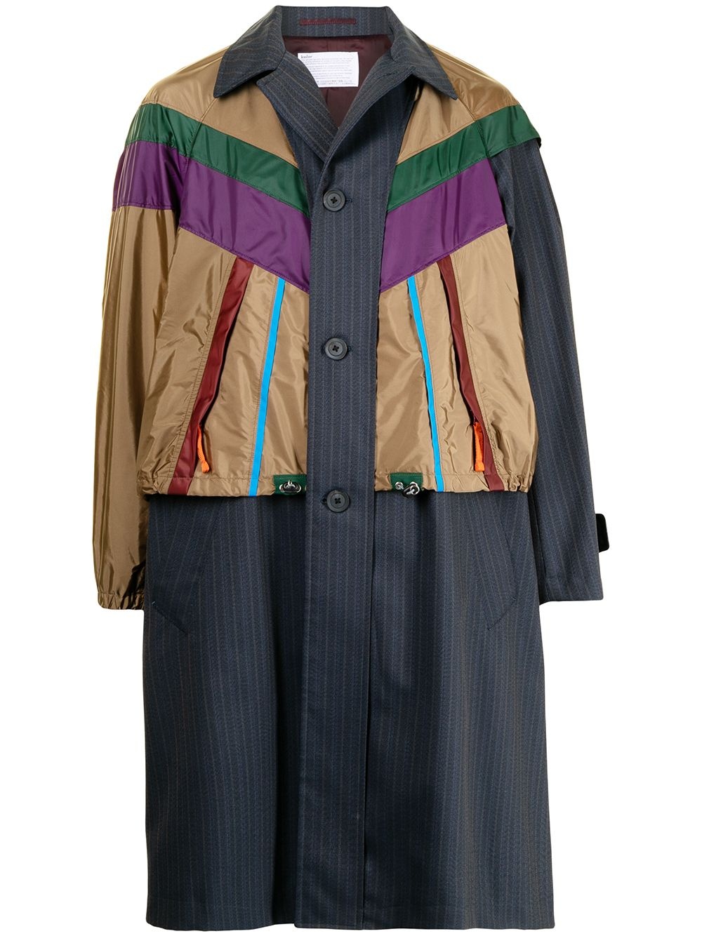 colour-block panel coat - 1