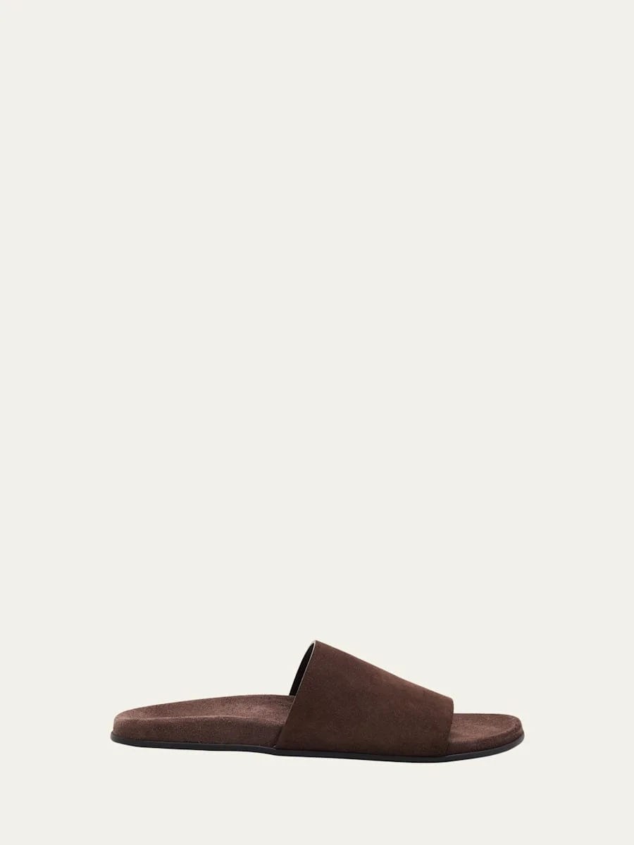 Hugh Suede Flat Slide Sandals - 1