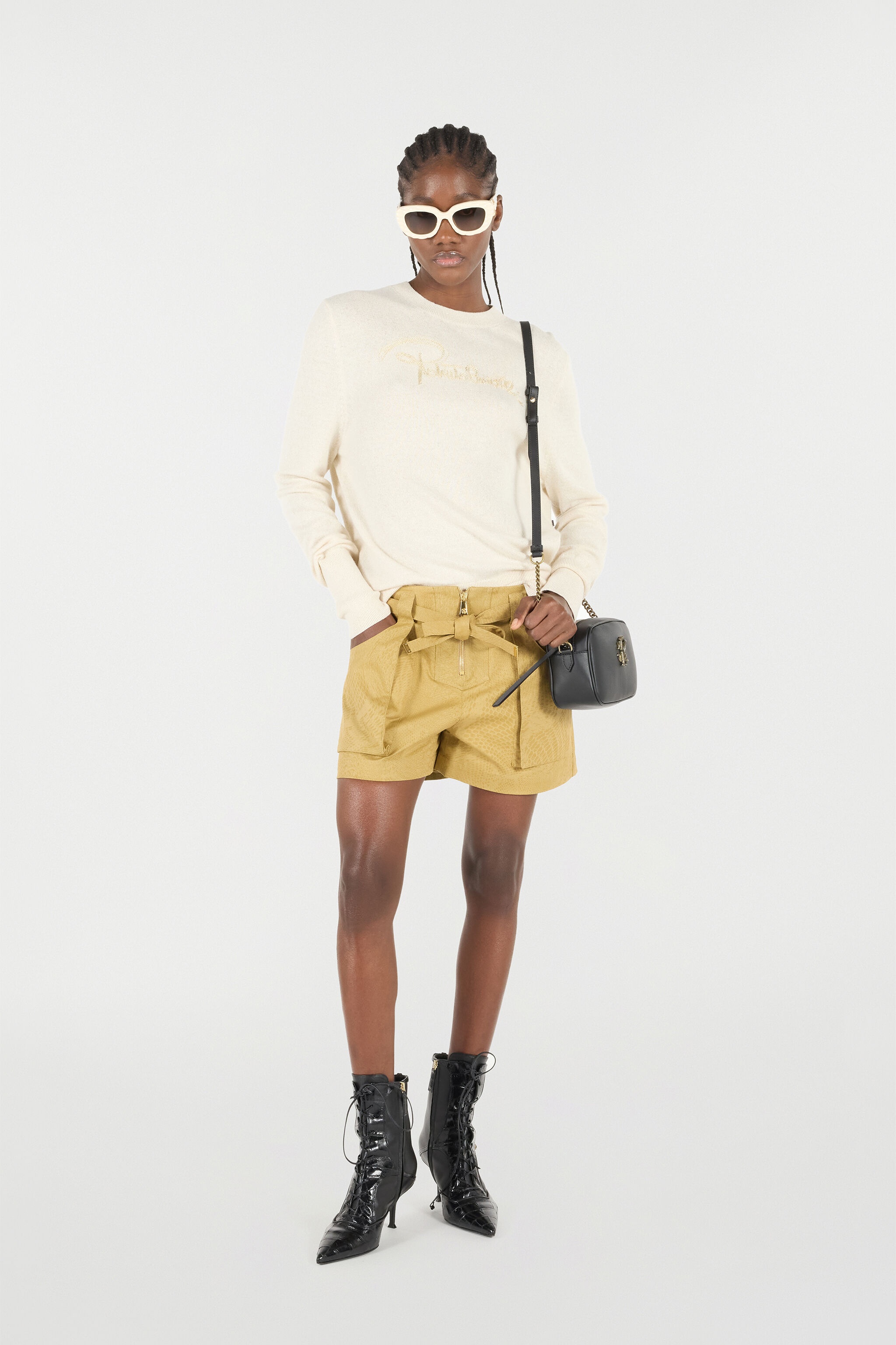 Belted Shorts With Python Print - 2