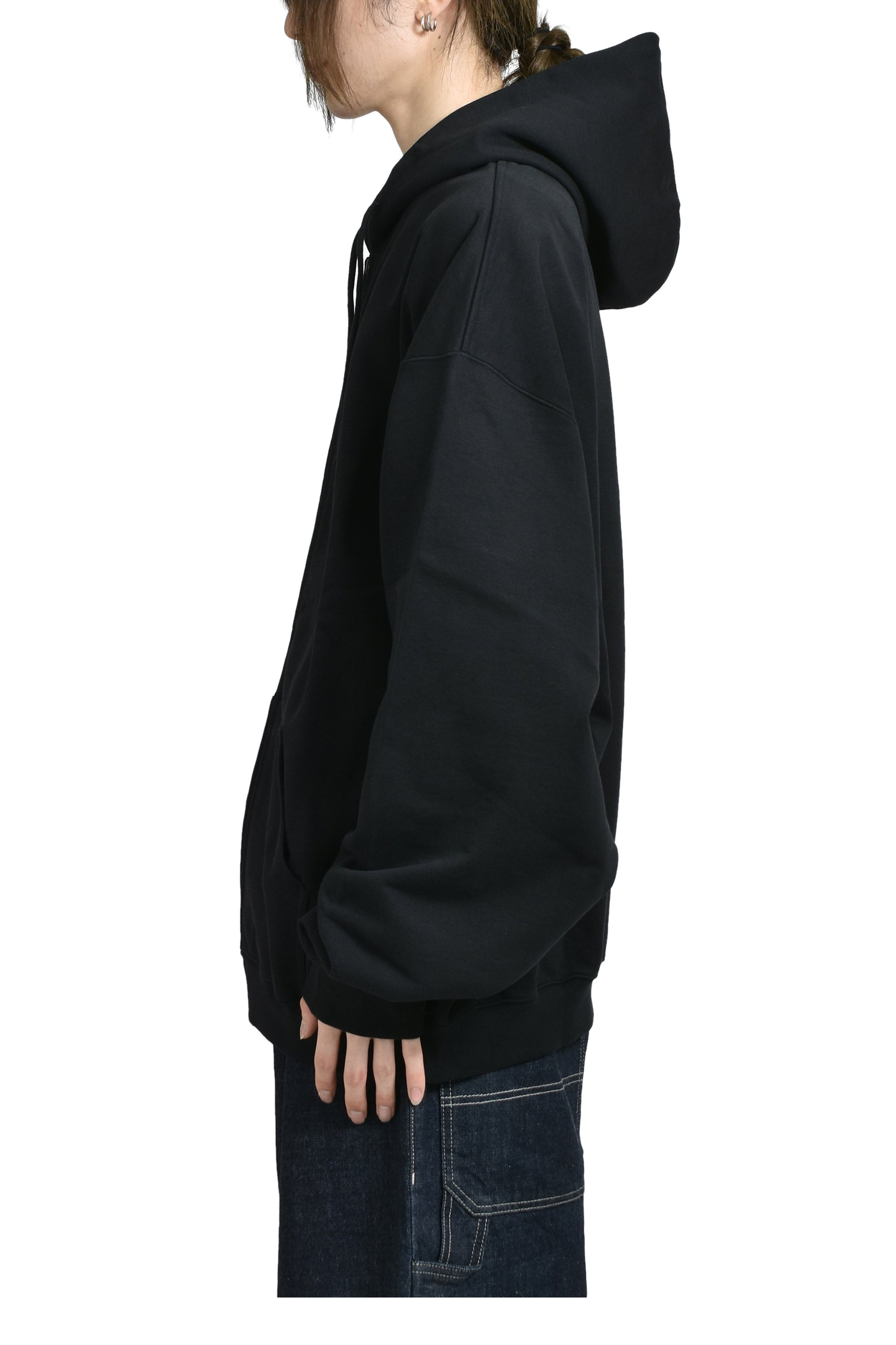 LOGO OVERSIZED ZIP-UP HOODIE / BLK - 3