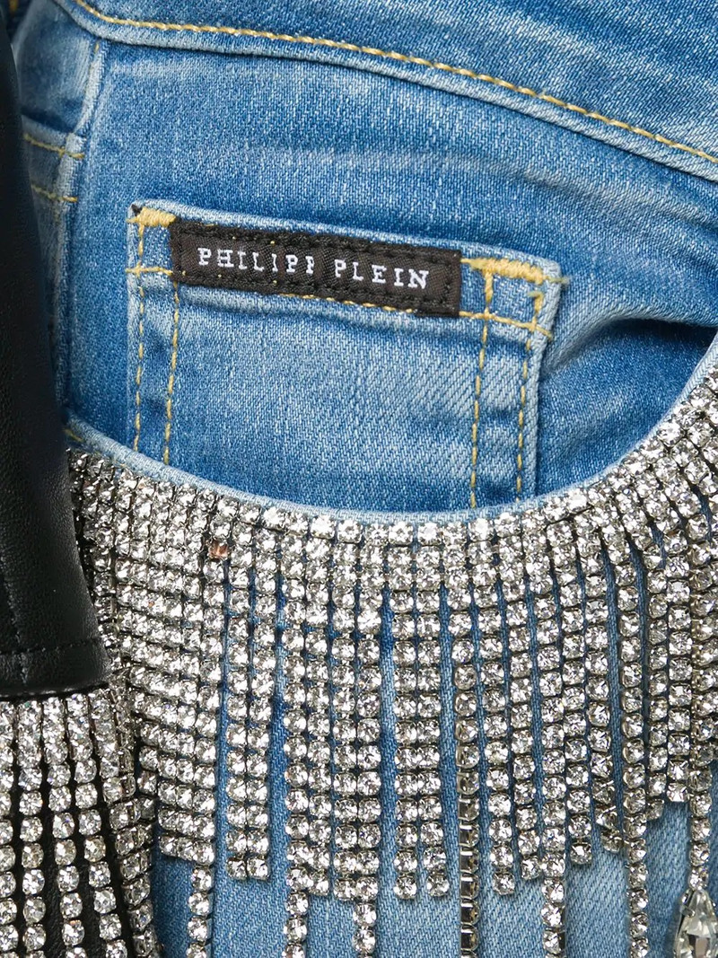 crystal-fringe slim-fit jeans 5
