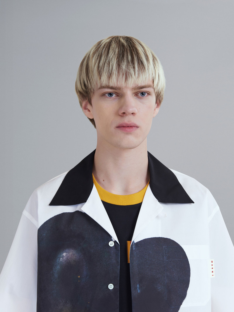 BLACK DAISY PRINT BIO POPLIN BOWLING SHIRT 4