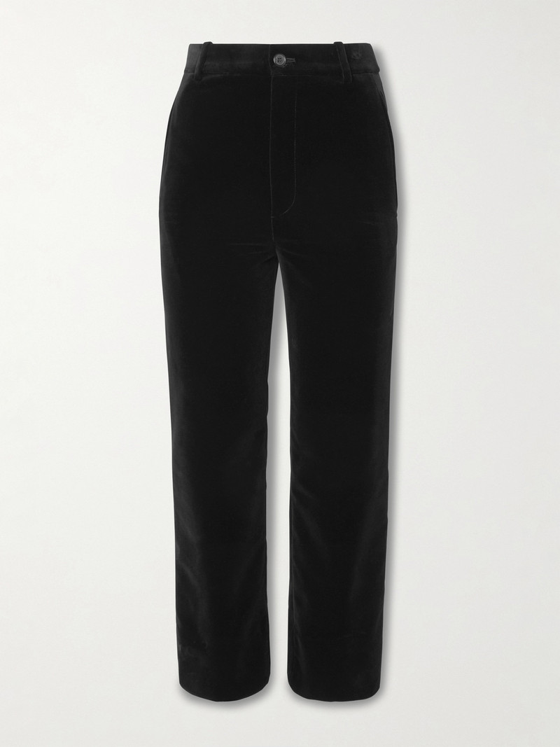 Cotton-velvet Cropped Slim-leg Pants 1