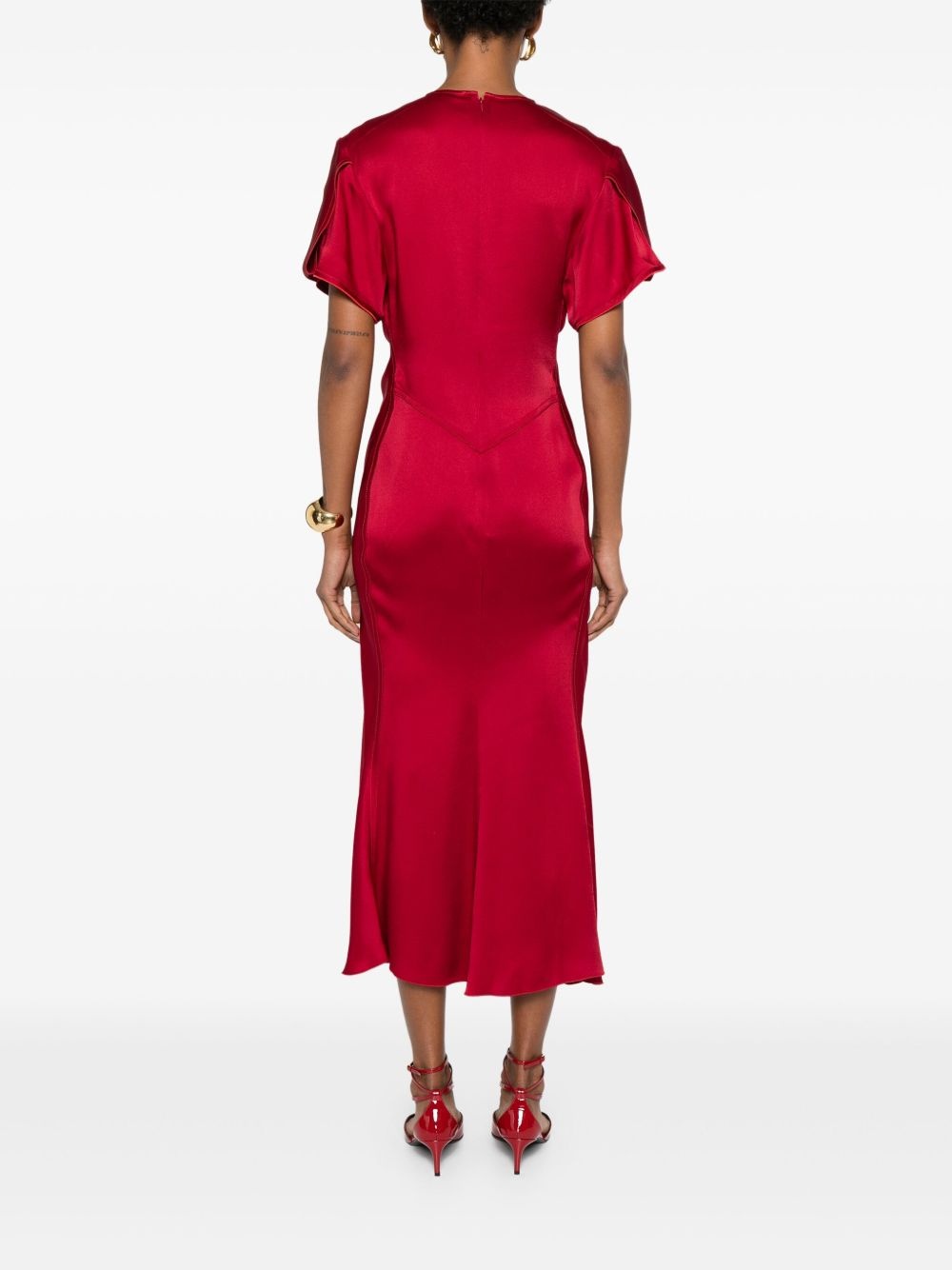 gathered-detail midi dress - 4