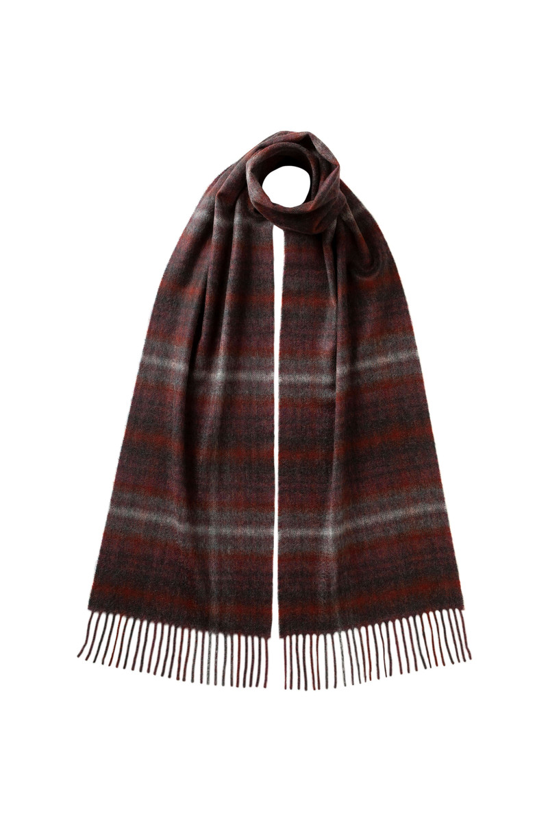 Soft Blur Check Purple Cashmere Scarf 1