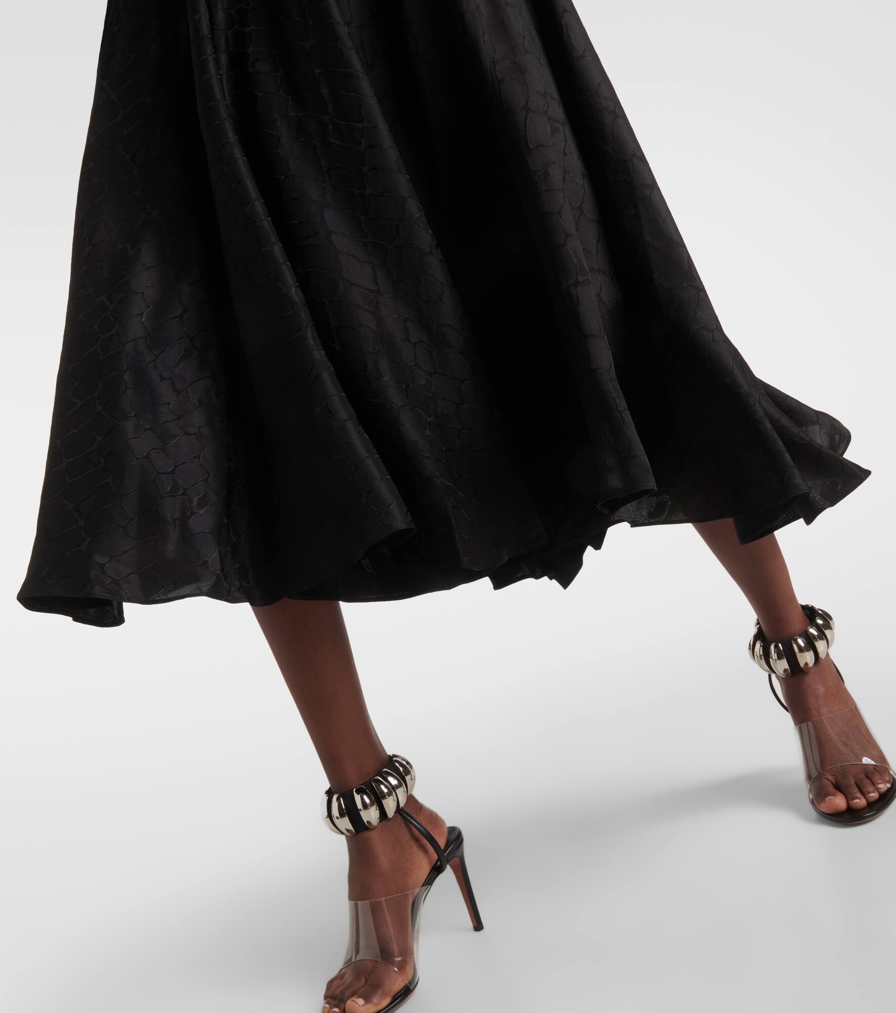 Tie-neck silk-blend midi dress - 5