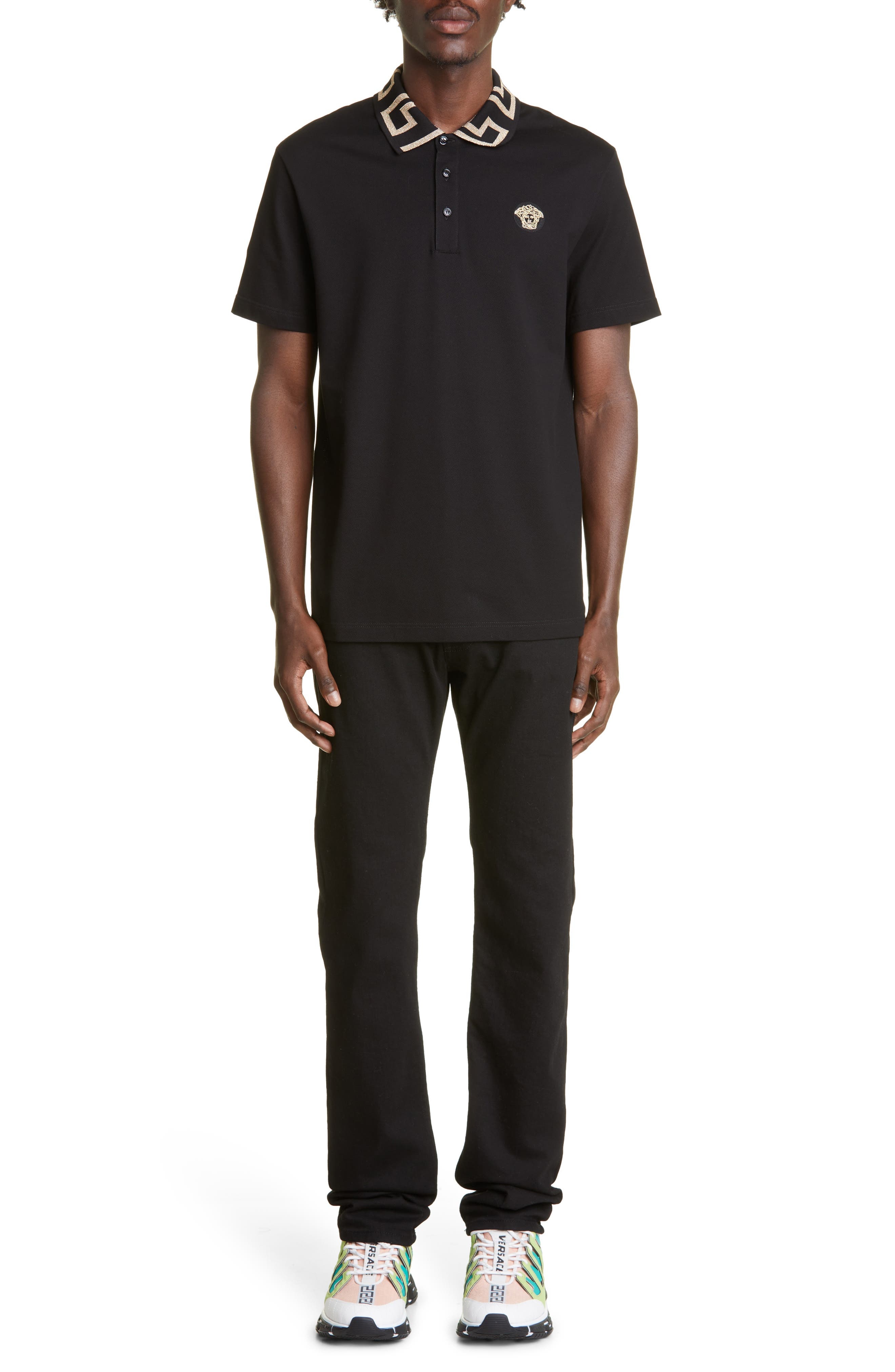 Greco Collar Cotton Piqué Polo - 2
