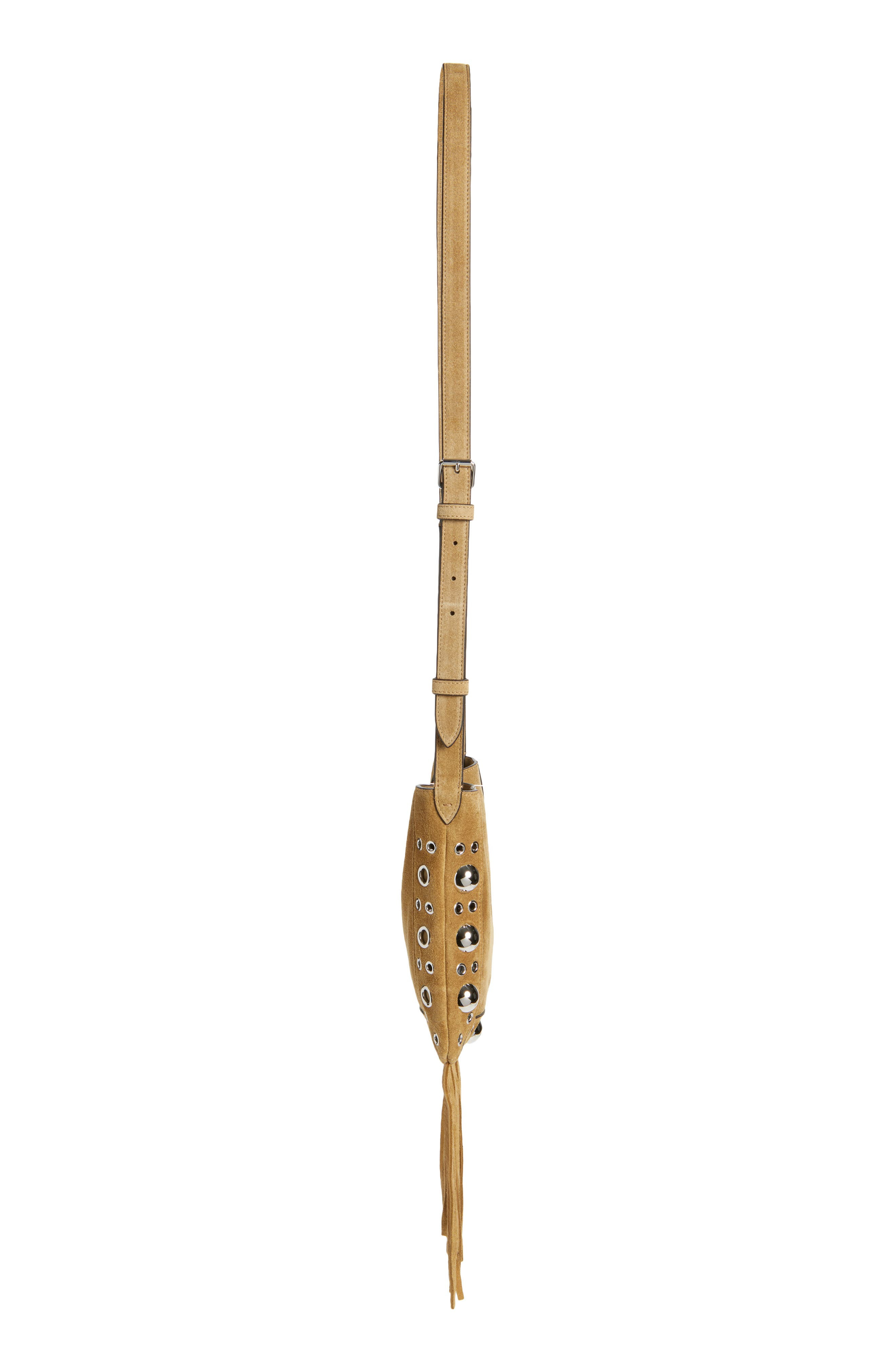 Valentino Garavani Small Nellcôte Fringed Studded Suede Crossbody Bag in Beige at Nordstrom - 4