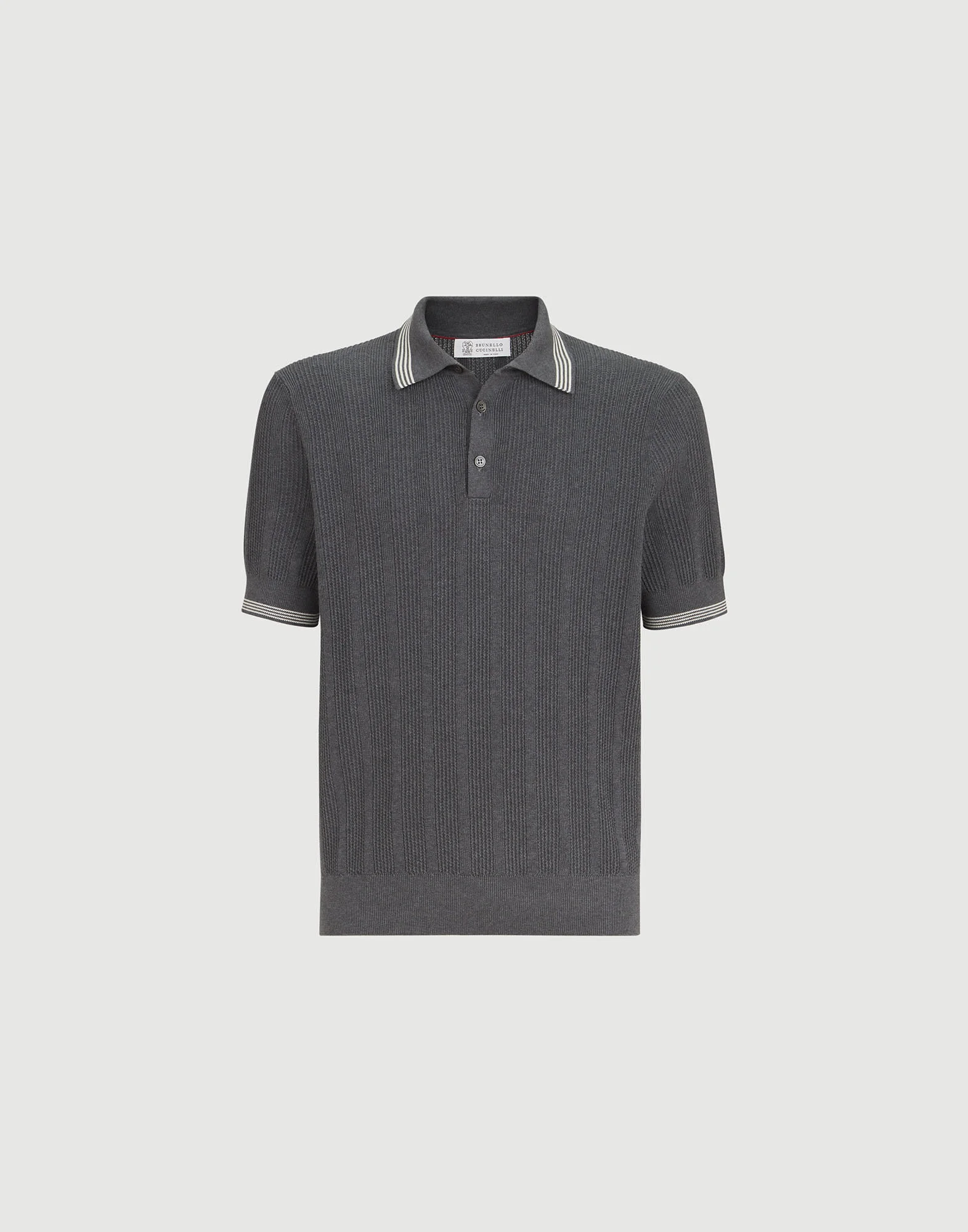 Cotton textured rib knit polo - 1