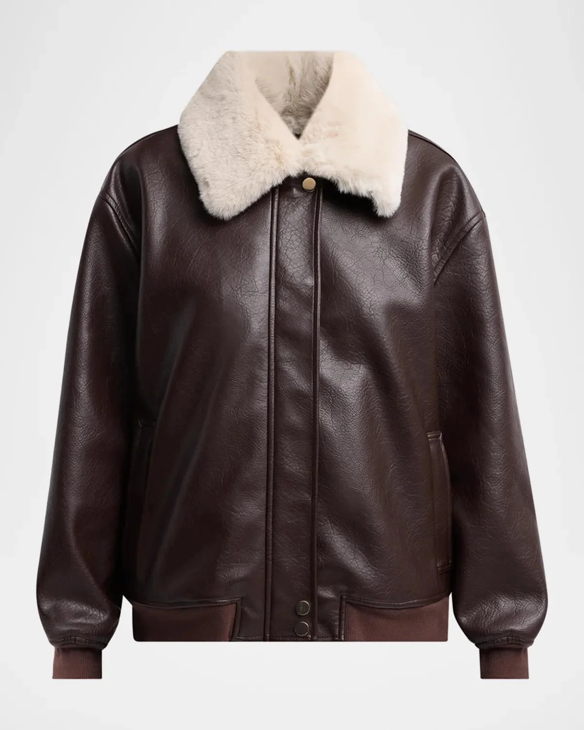 Allison Faux-Fur Combo Faux Leather Bomber Jacket - 1