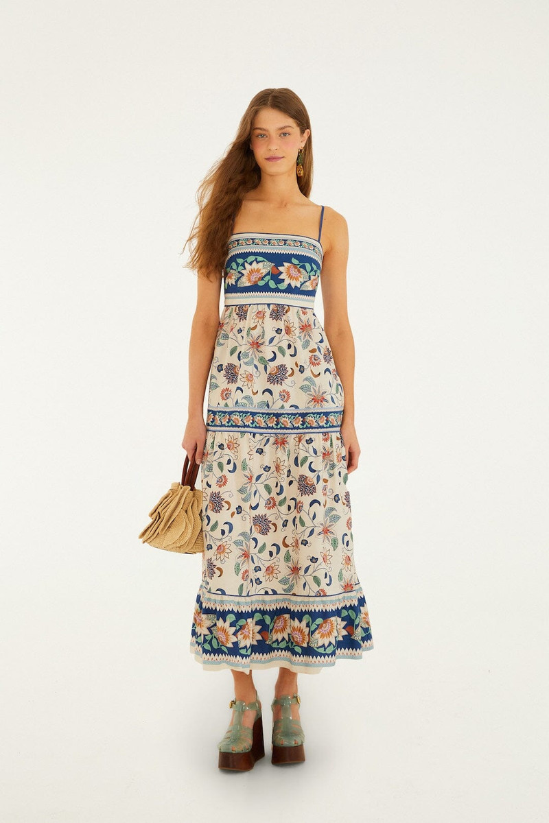Soft Pink Floral Delhi Tapestry Midi Dress 1